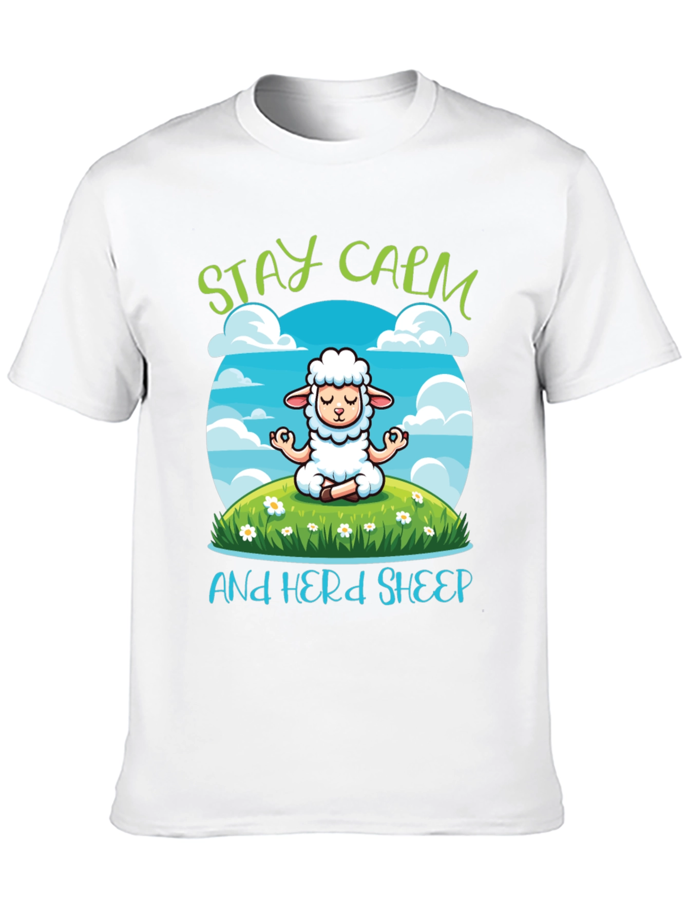 Black Stay Calm Herd Sheep T-Shirt - Meditation Sheep Tee view 10