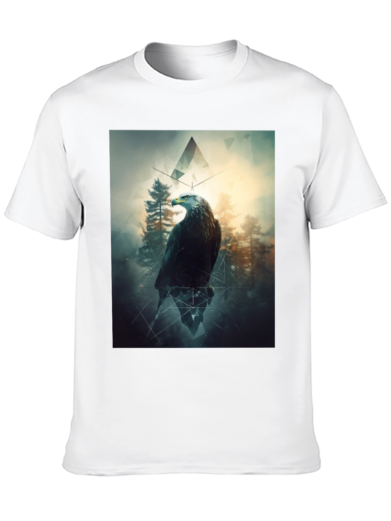 Black Eagle Forest Graphic Print Black T-Shirt view 10