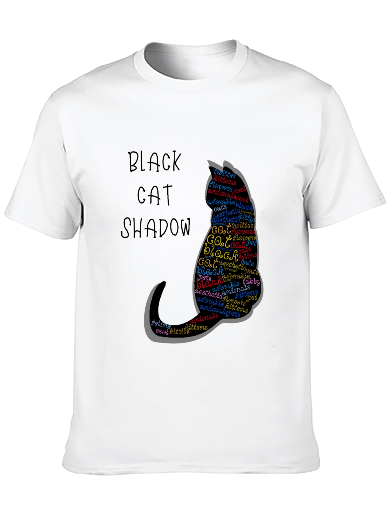 Black Black Cat Shadow Word Art T-Shirt, Pet Lover Gift view 10