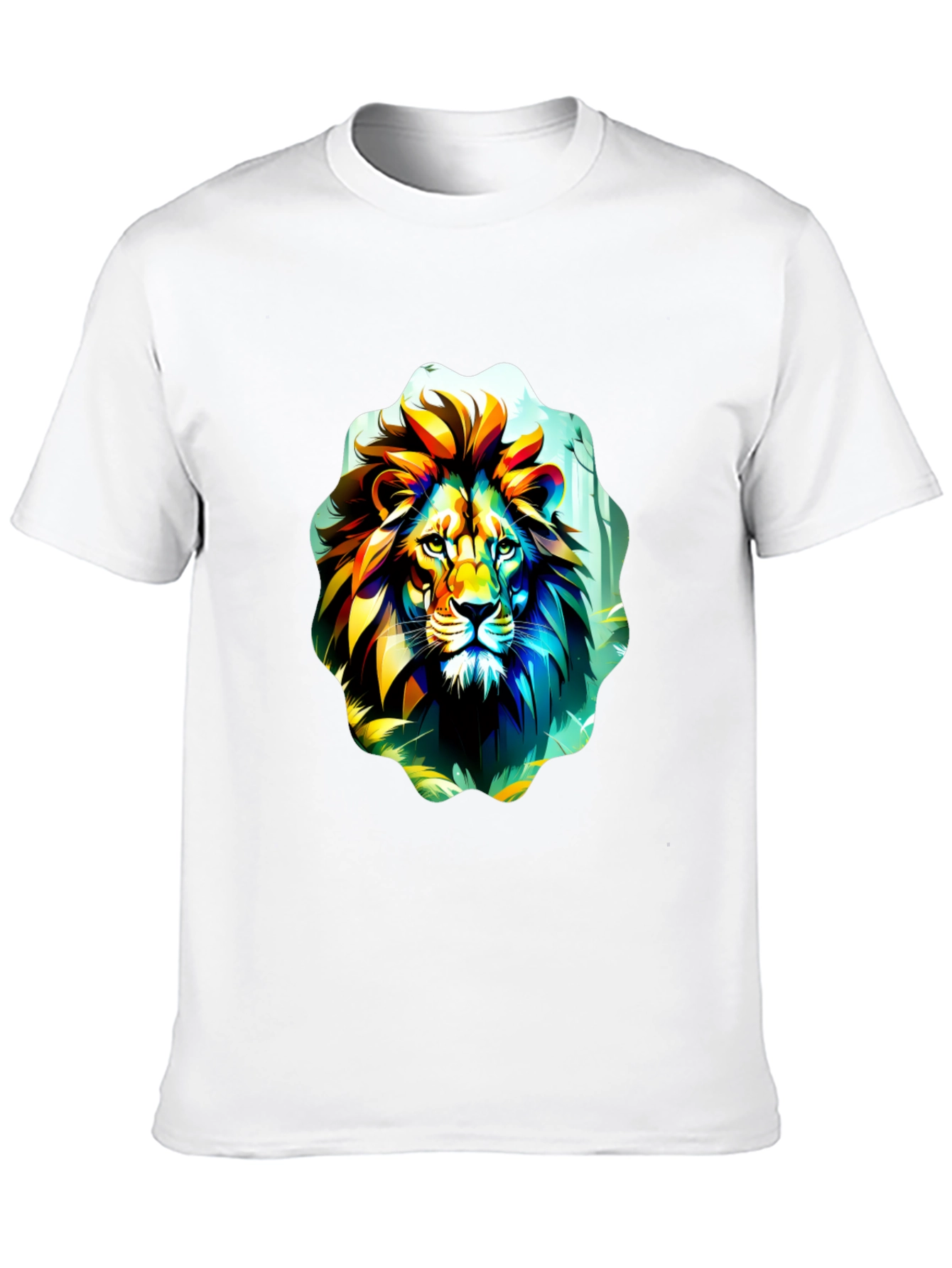 Black Vibrant Lion Graphic Tee - Black Cotton T-Shirt view 10