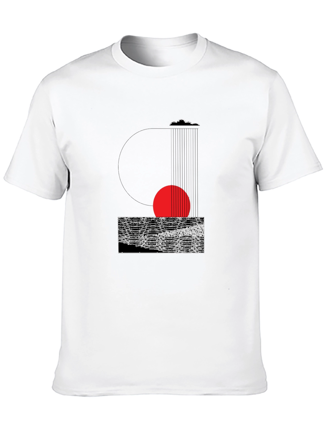 Black Abstract Graphic Tee - Modern Black Cotton T-Shirt view 10