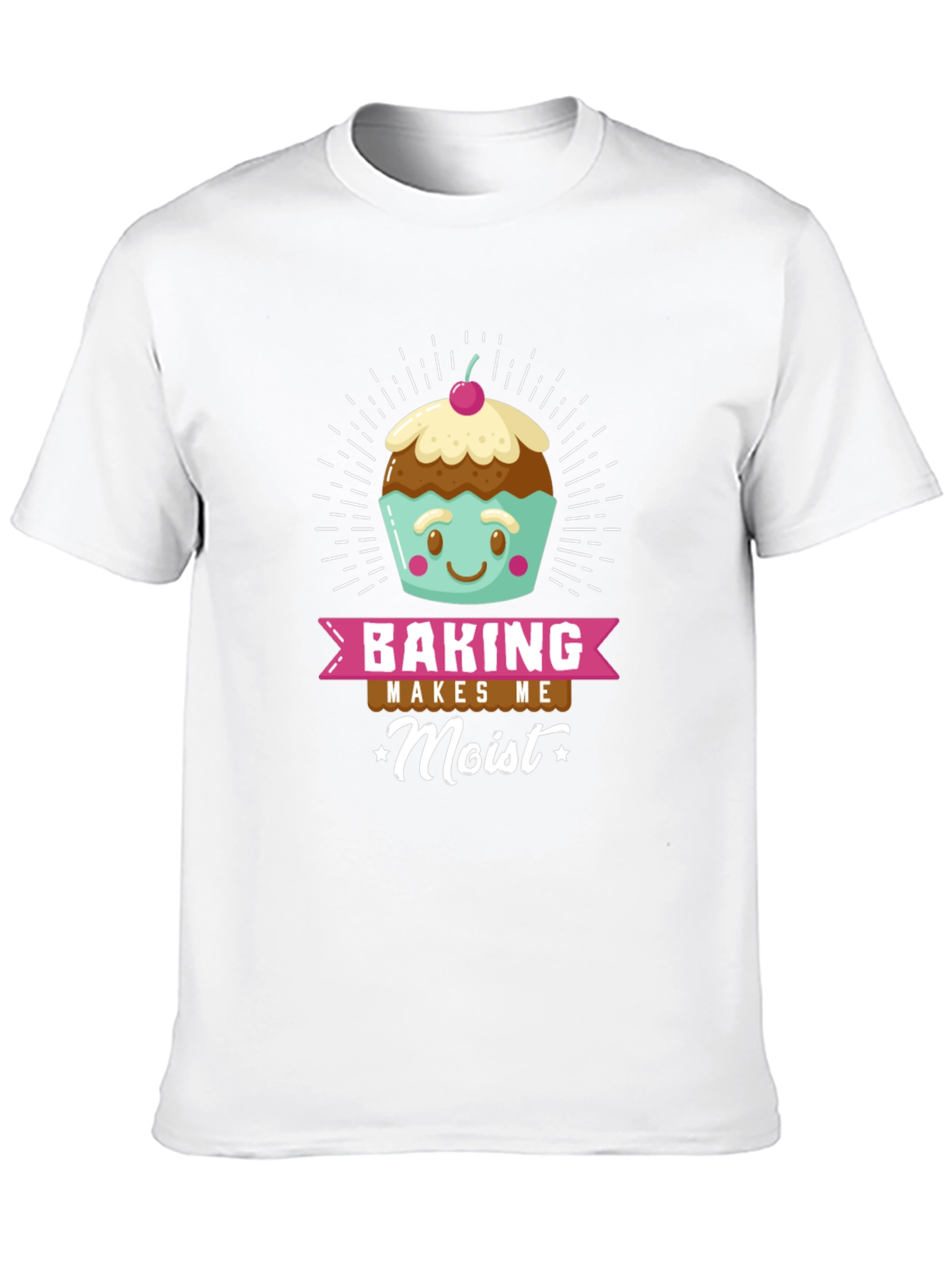 Black Baking Makes Me Moist Funny T-Shirt view 10