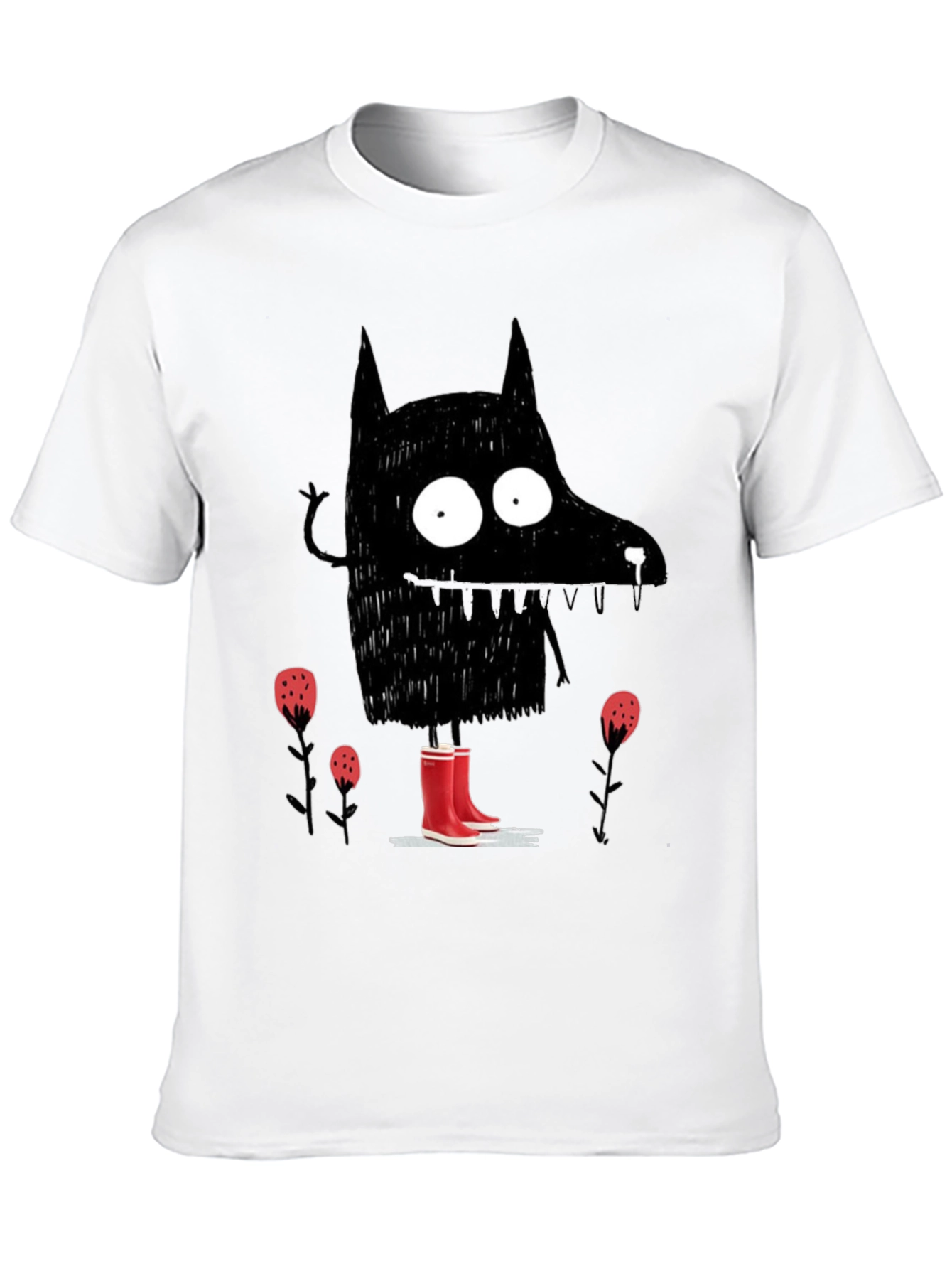 Black Wolf Rain Boot T-Shirt view 10