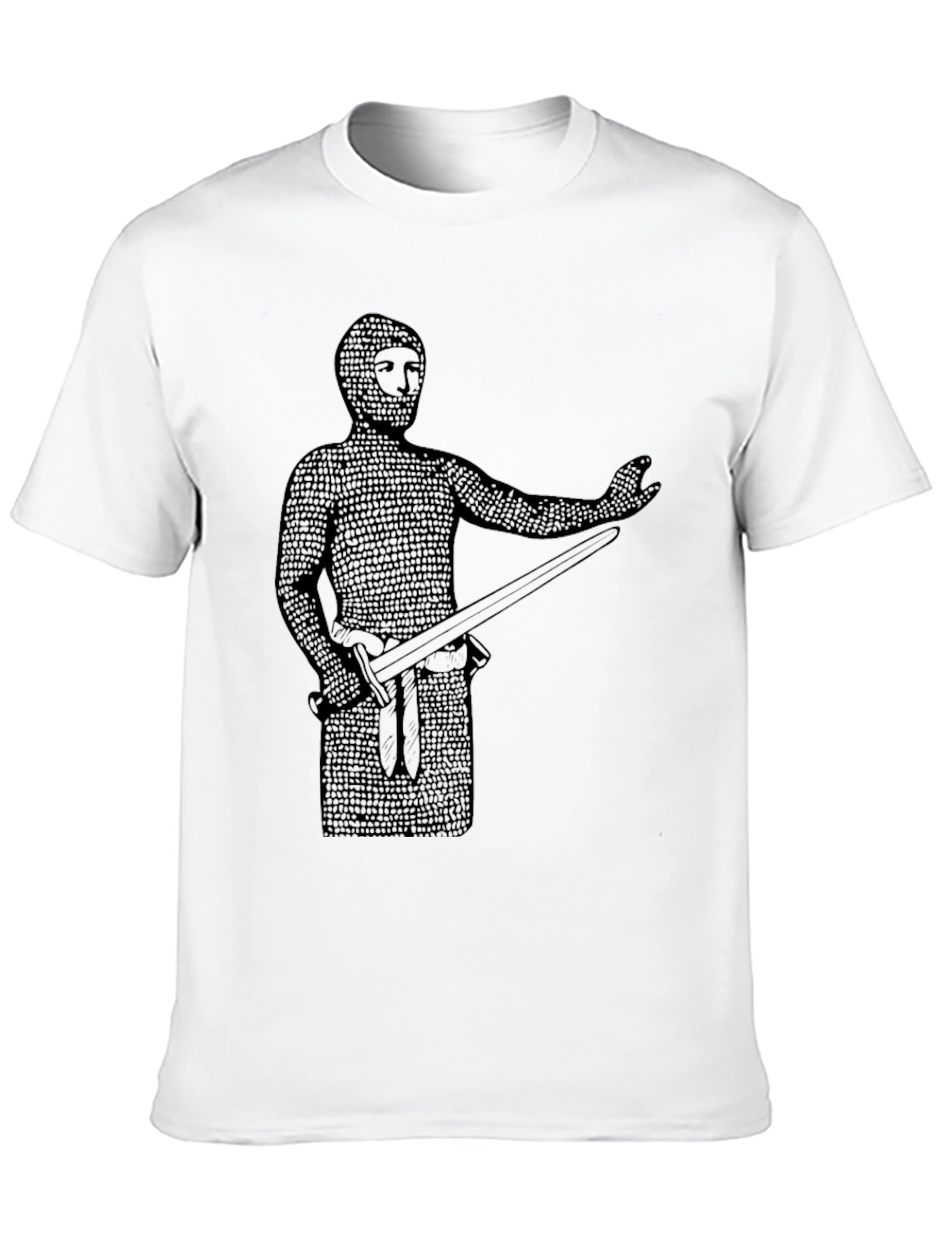 Black Medieval Knight T-Shirt - Chainmail Graphic Tee view 10