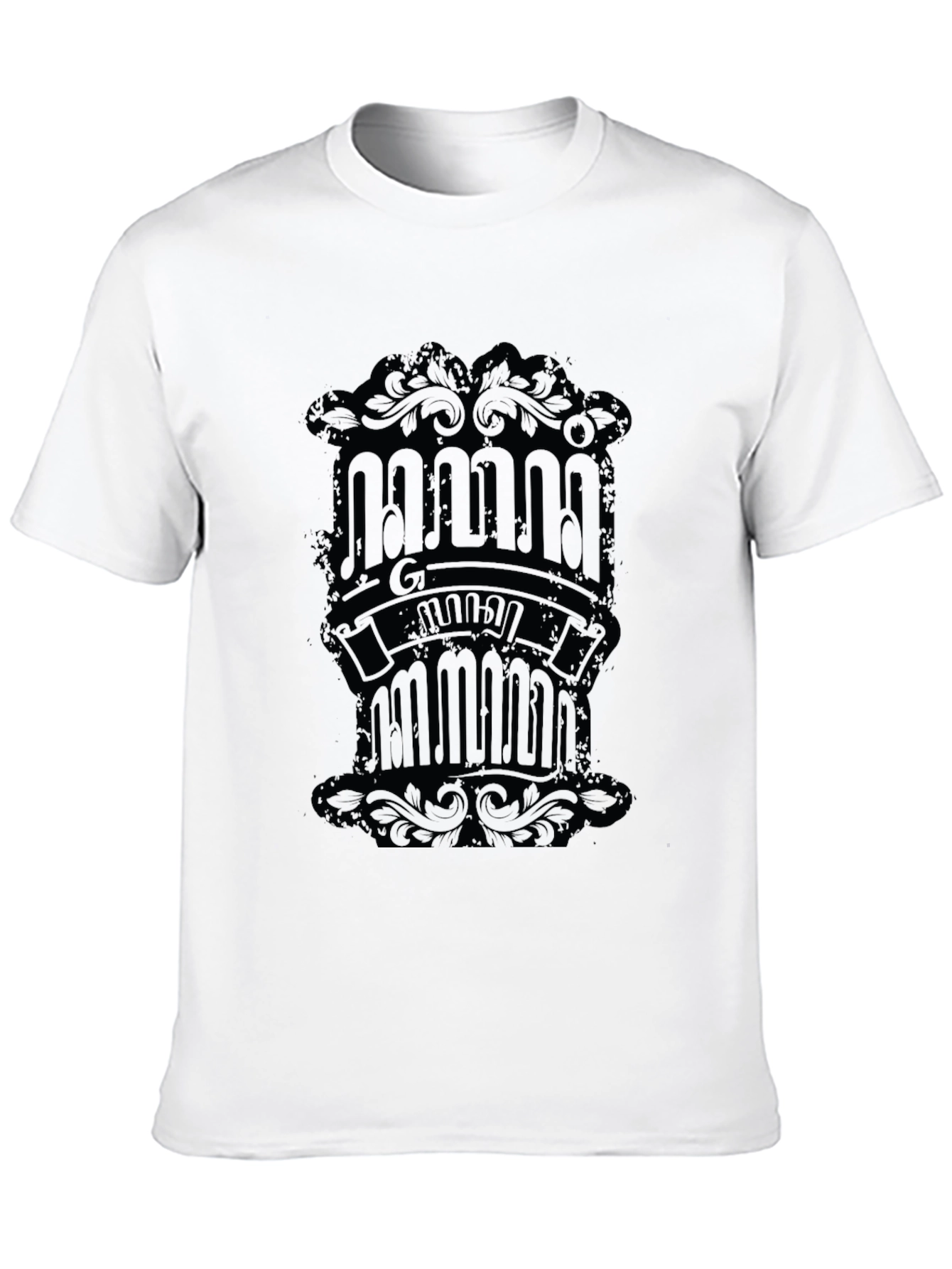 Black Men's Black Graphic Print Crew Neck T-Shirt view 10