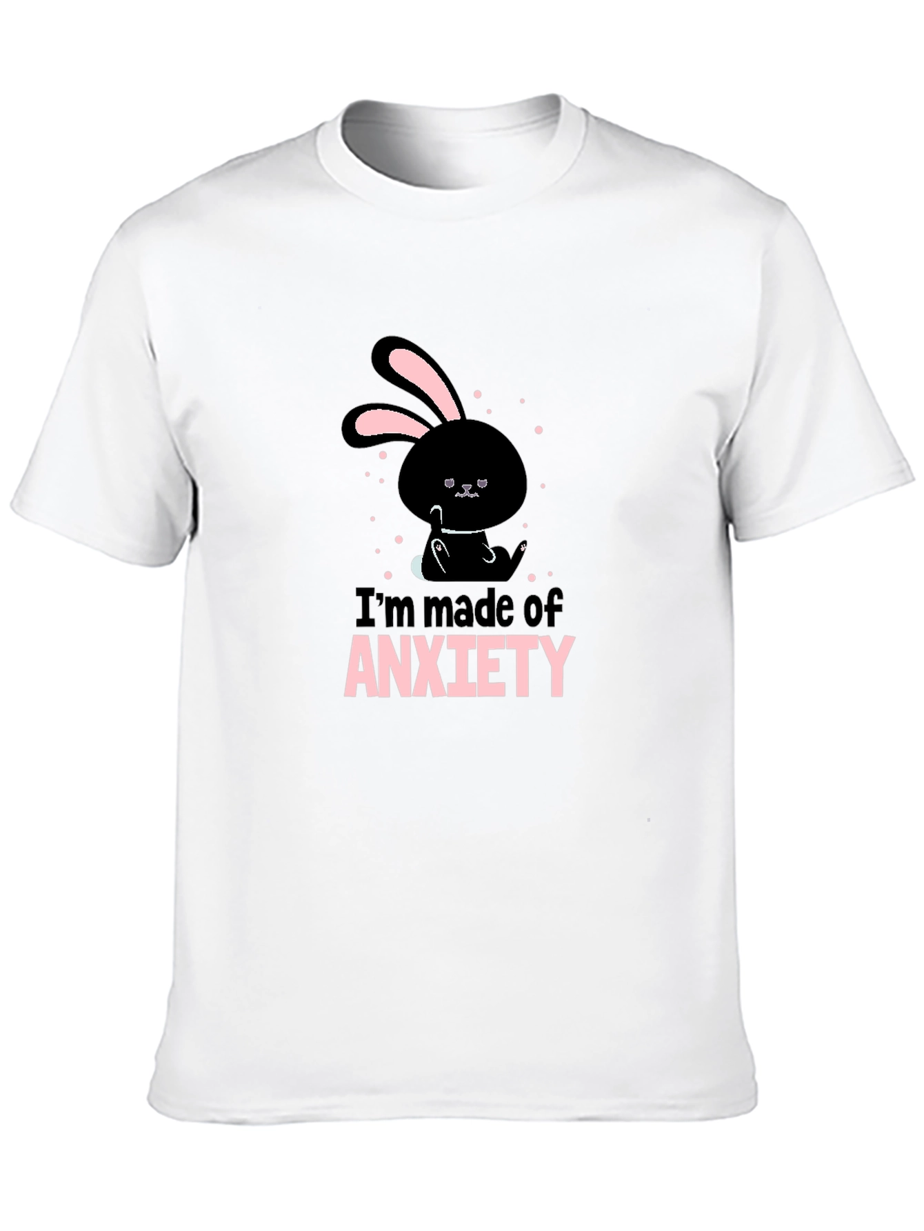 Black Anxiety Bunny Black T-Shirt - Soft Cotton Blend view 10