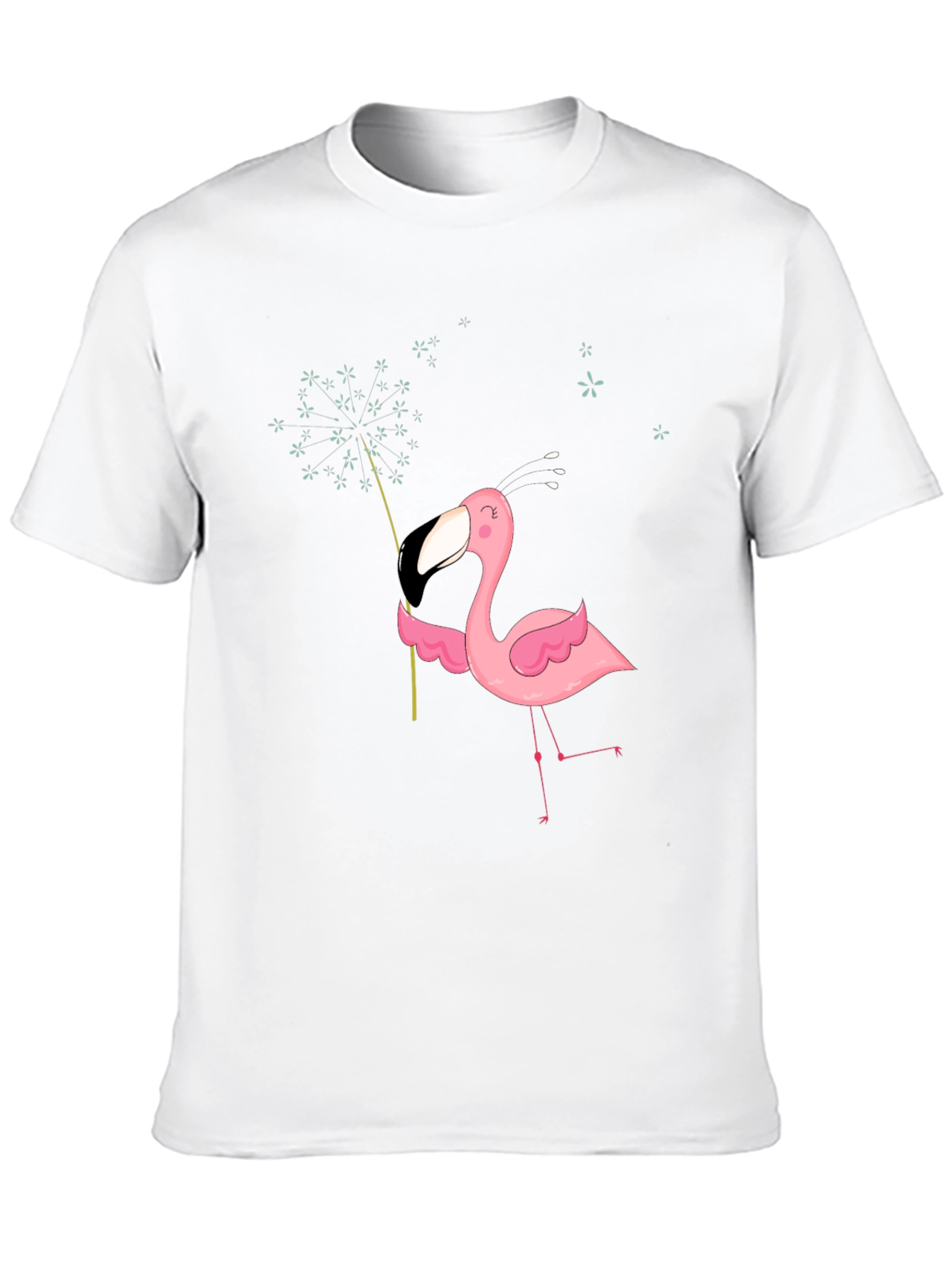 Black Men's Black T-Shirt with Flamingo Graphic view 10