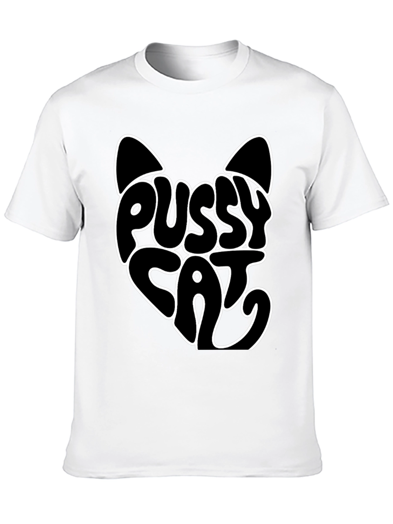 Black Pussy Cat Graphic Print Black T-Shirt view 10
