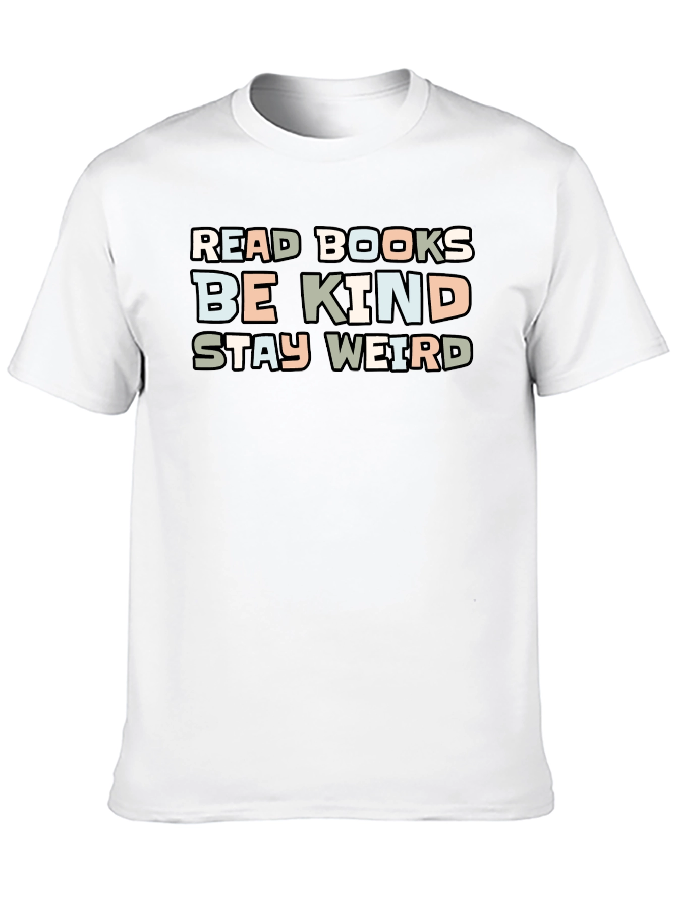 Black Read Books Be Kind Stay Weird Graphic T-Shirt view 10