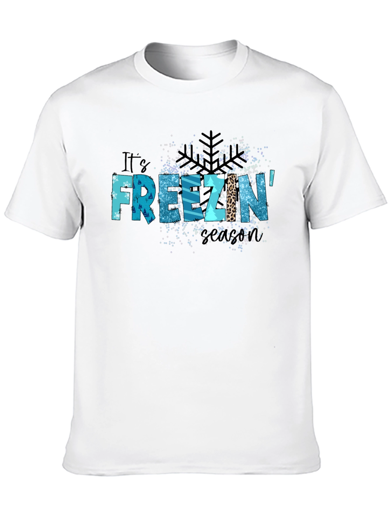 Black It's Freezin' Season Black Graphic T-Shirt view 10