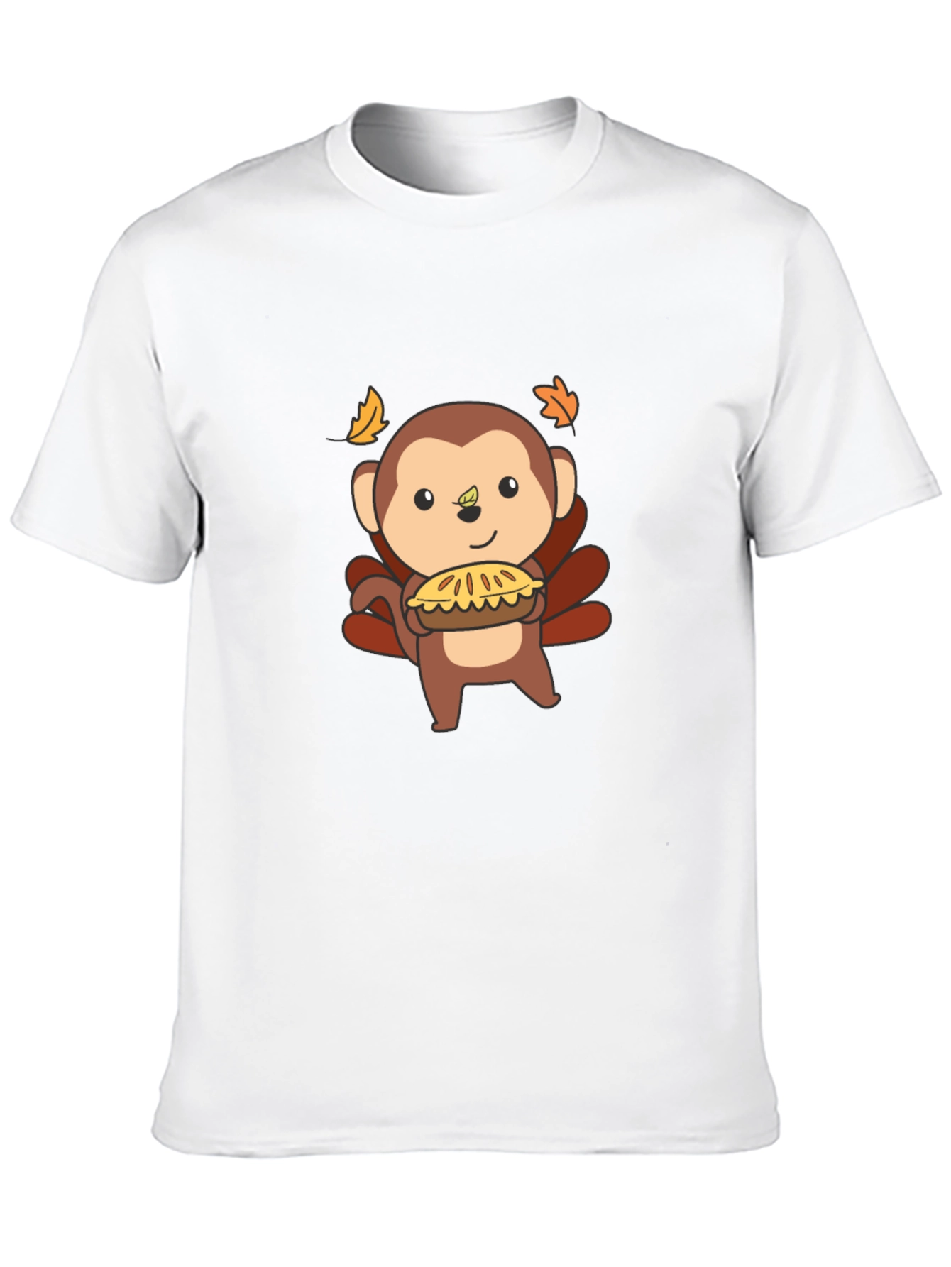 Black Thanksgiving Monkey Holding Pie Black T-Shirt view 10