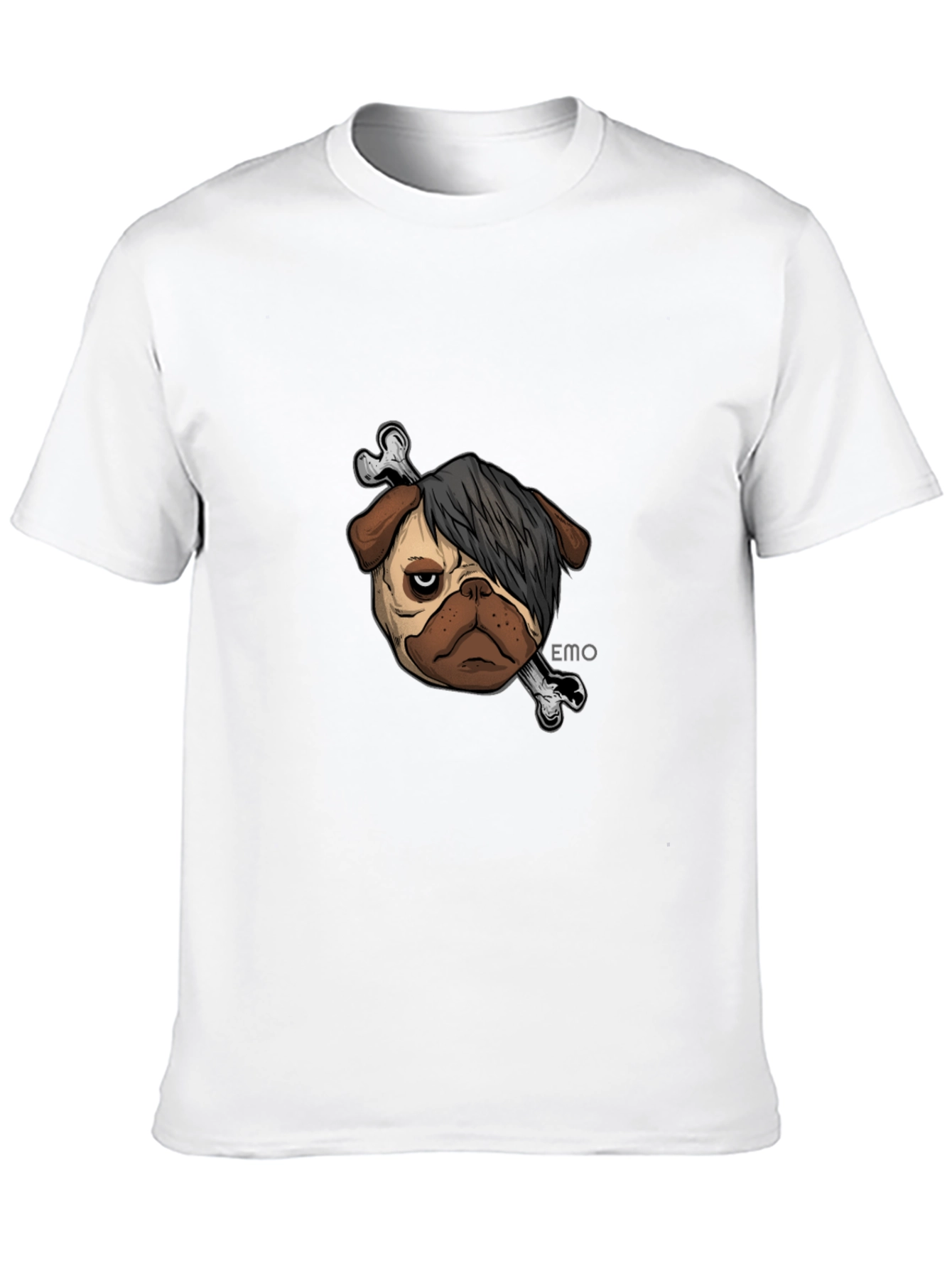 Black Emo Pug T-Shirt - Unisex Black Cotton Graphic Tee view 10