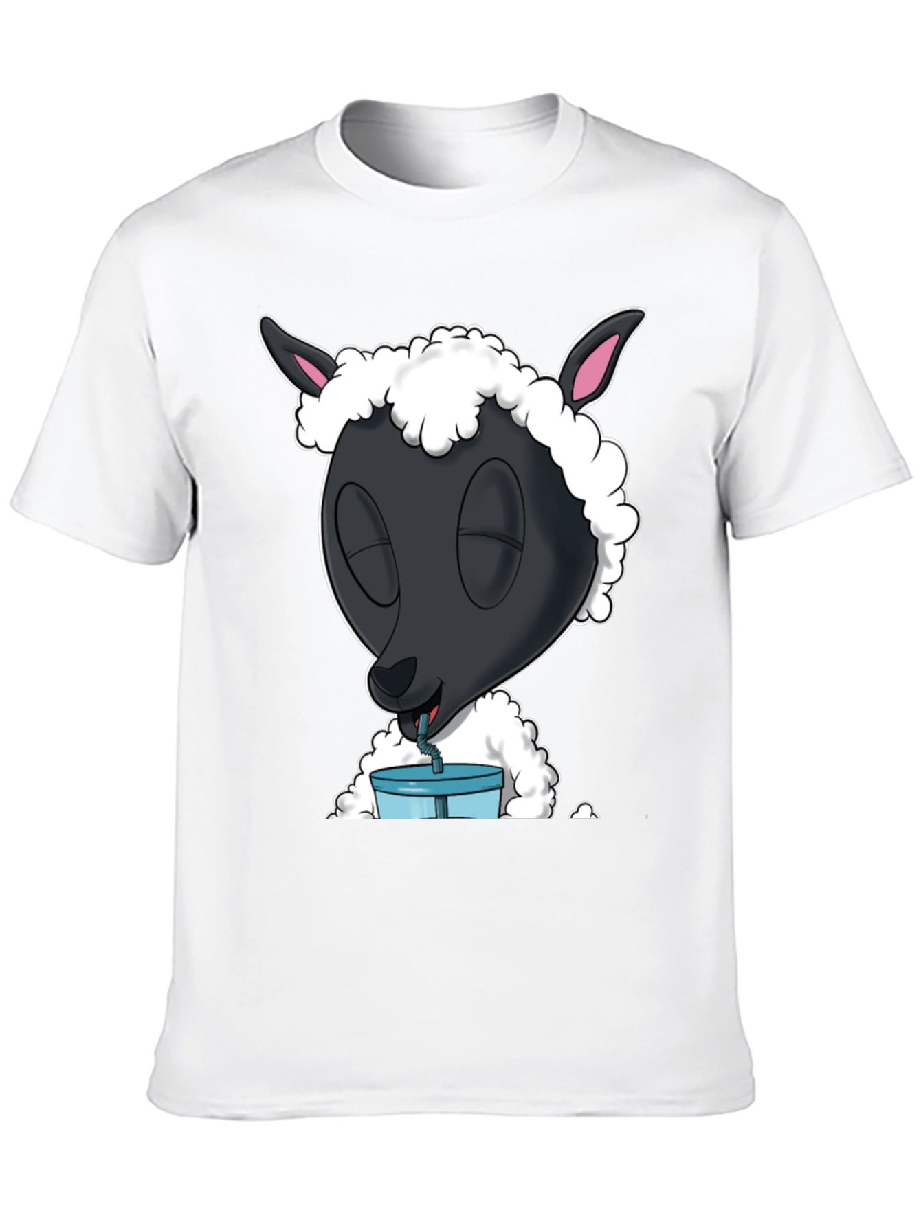 Black Black Sheep Drinking T-Shirt - Cartoon Style view 10