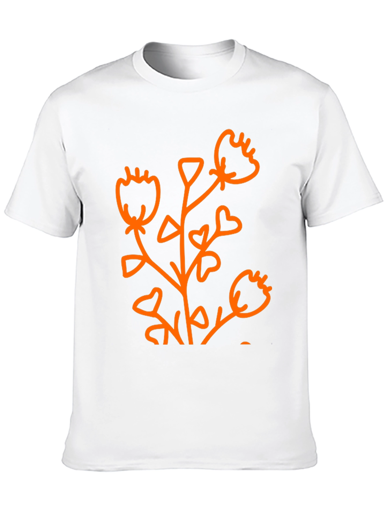 Black Black Graphic Tee - Abstract Orange Flower Design view 10