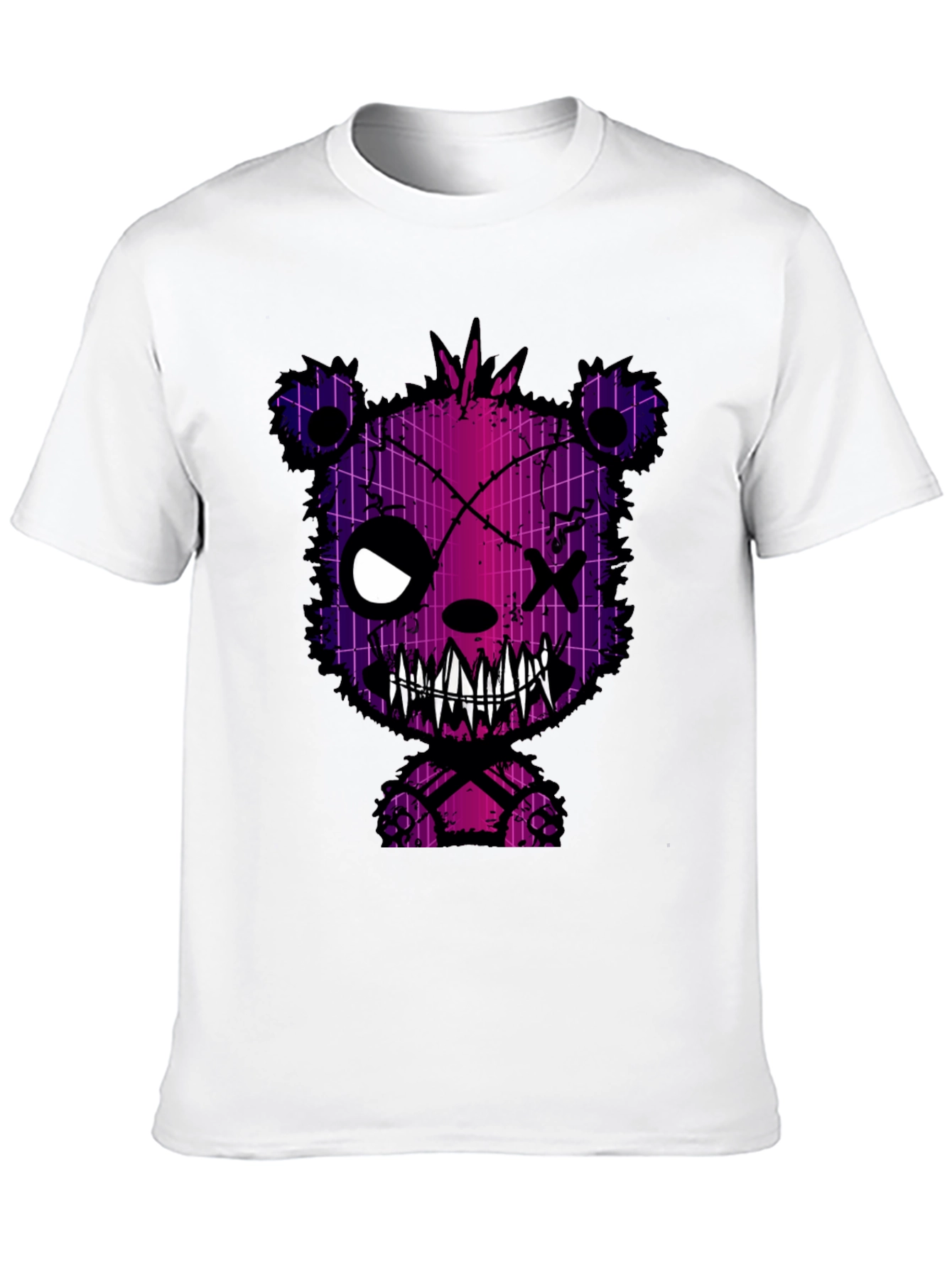 Black Creepy Bear Graphic Print T-Shirt view 10