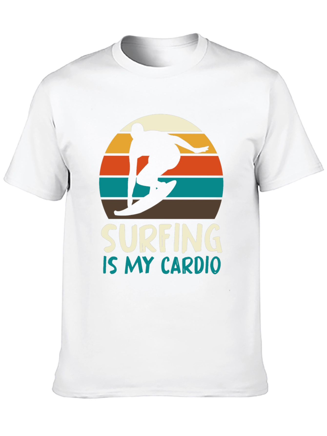 Black Surfing is My Cardio T-Shirt - Retro Sunset Design view 10