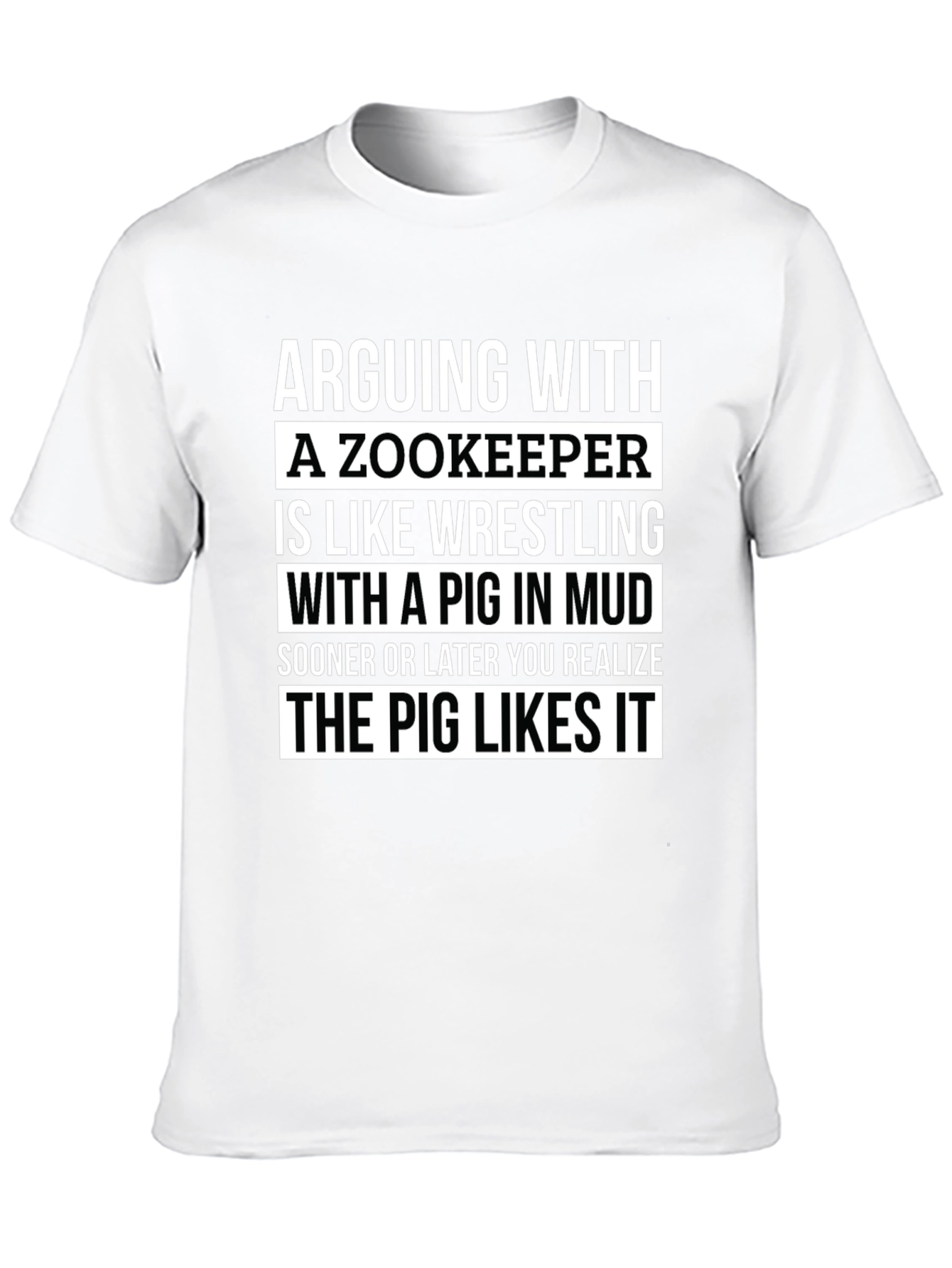 Black Zookeeper Pig Mud Wrestling Slogan T-Shirt view 10