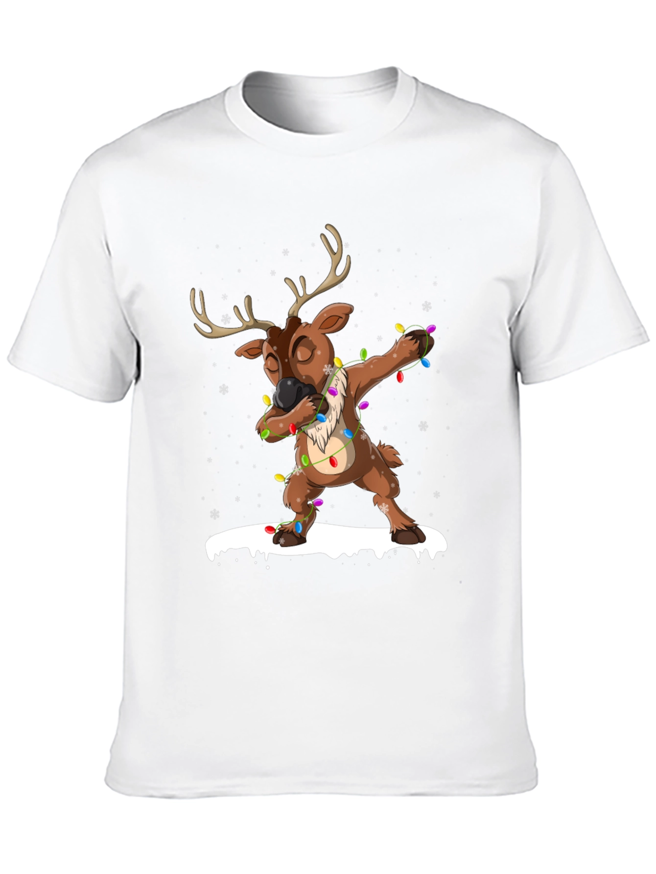 Black Dabbing Reindeer Christmas T-Shirt view 10