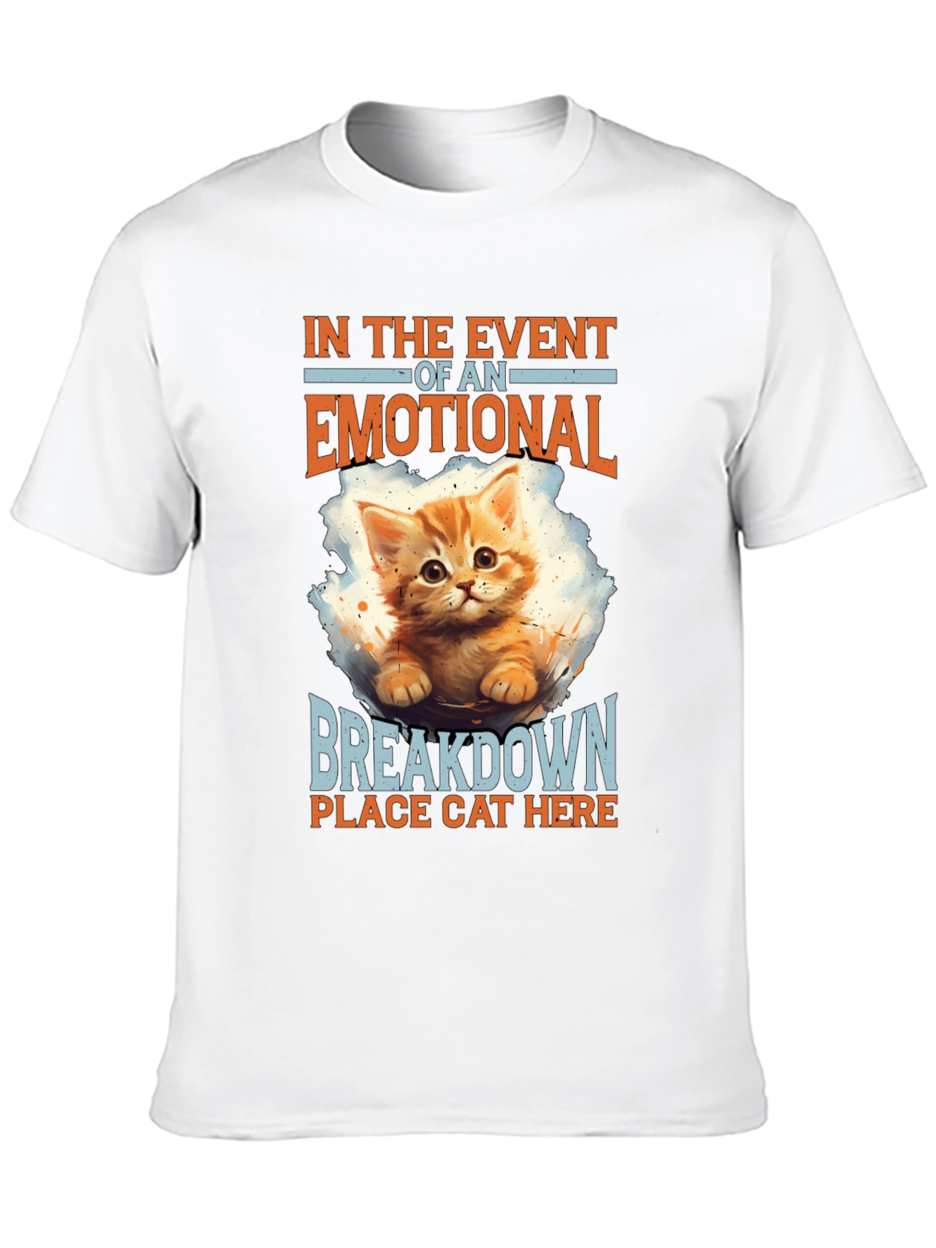 Black Emotional Breakdown Cat T-Shirt view 10