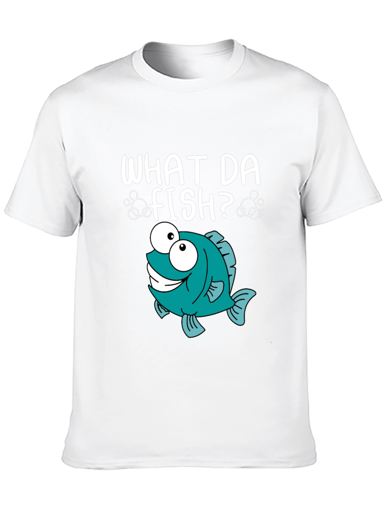 Black What Da Fish? Graphic T-Shirt - Funny Cartoon Fish Tee view 10