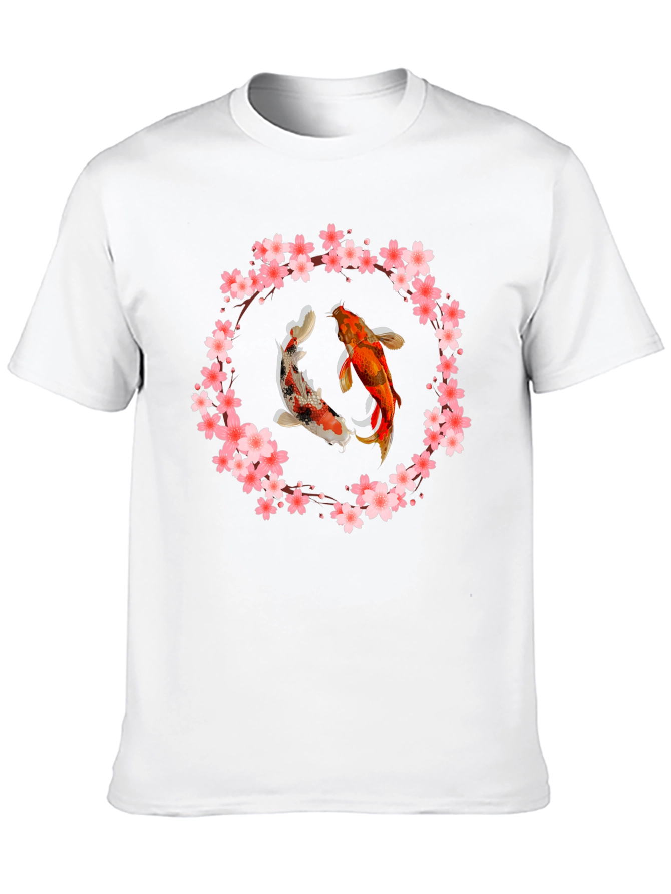 Black Koi Fish Cherry Blossom Graphic T-Shirt view 10