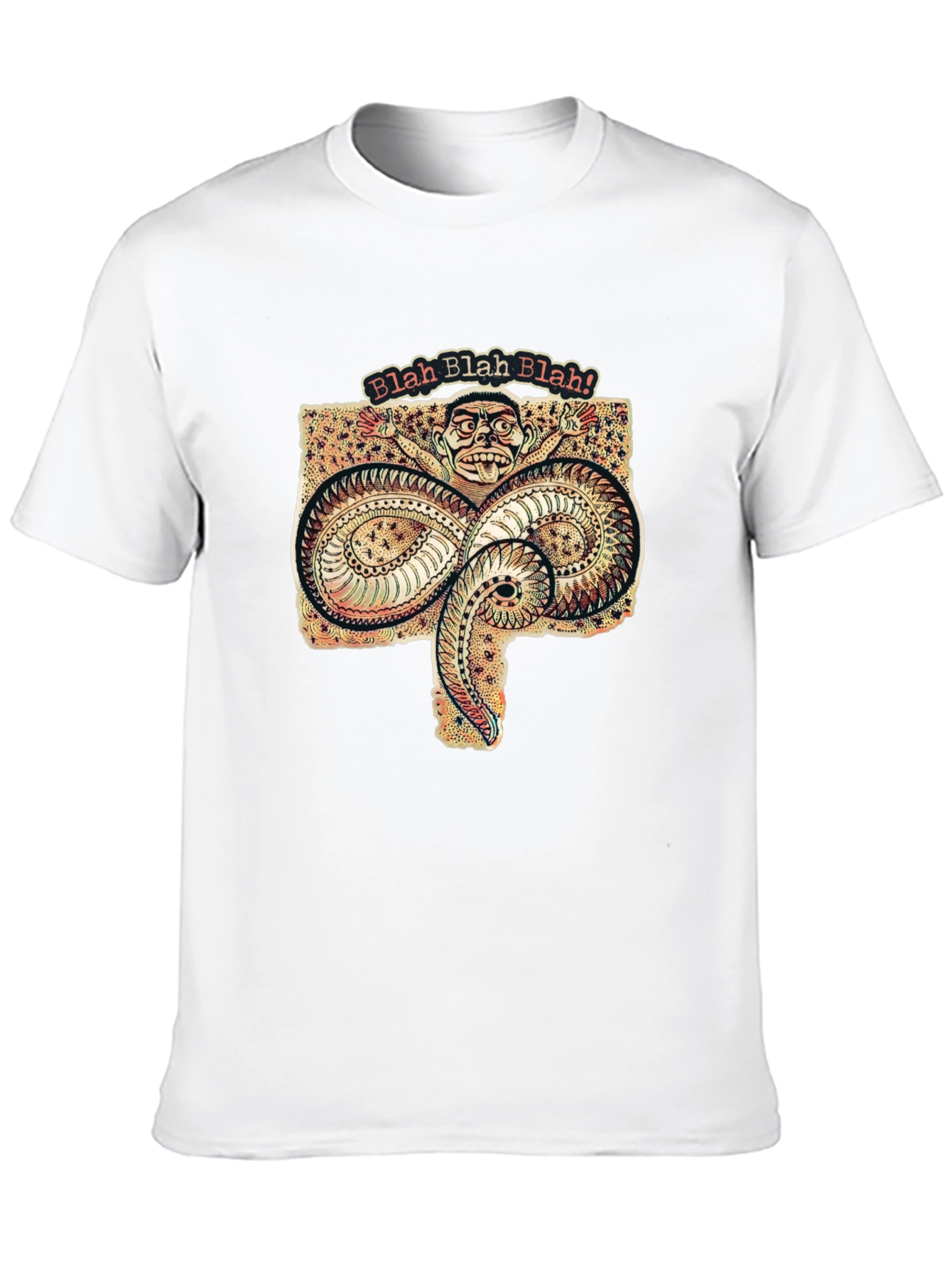 Black Blah Blah Graphic Tee - Unique Serpent Design view 10