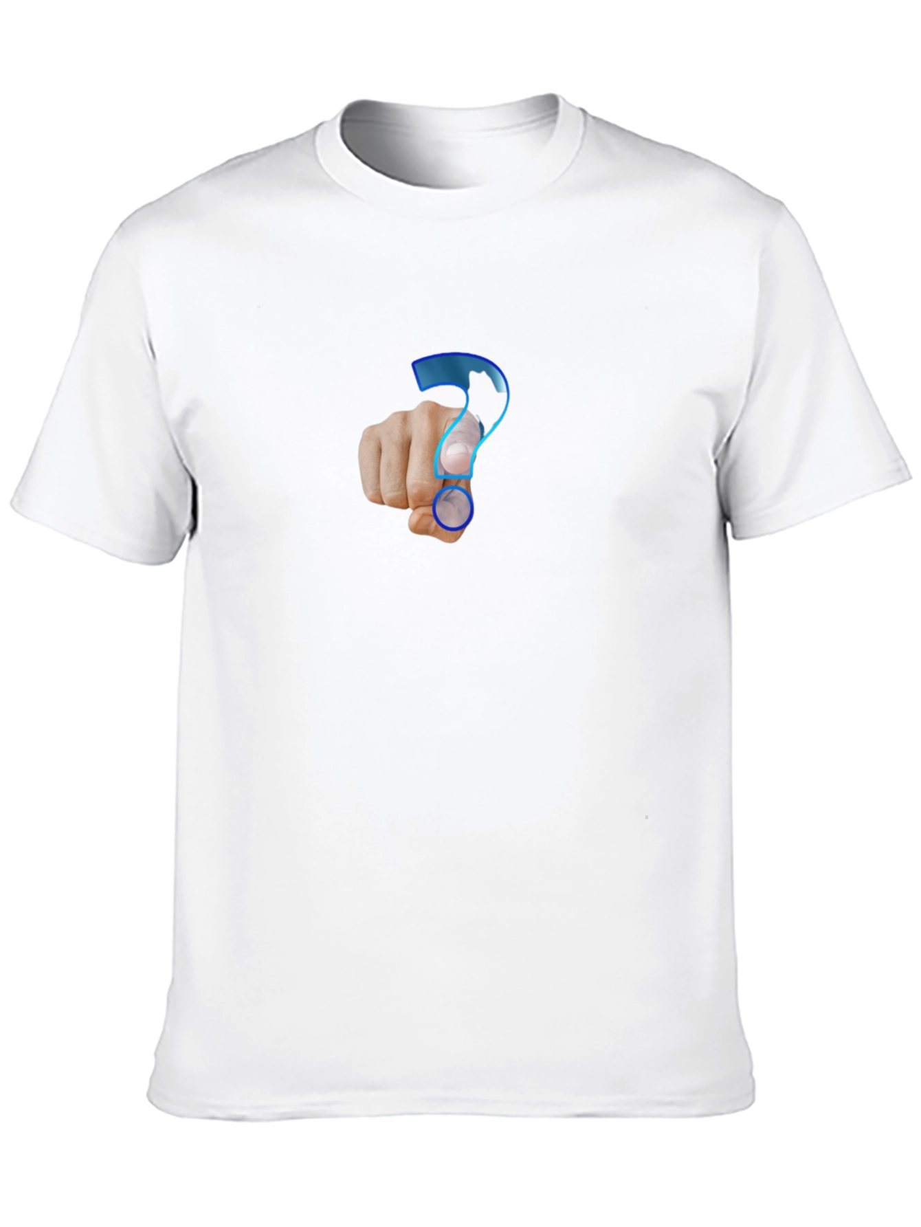 Black Men's Black T-Shirt - Question Mark Design view 10