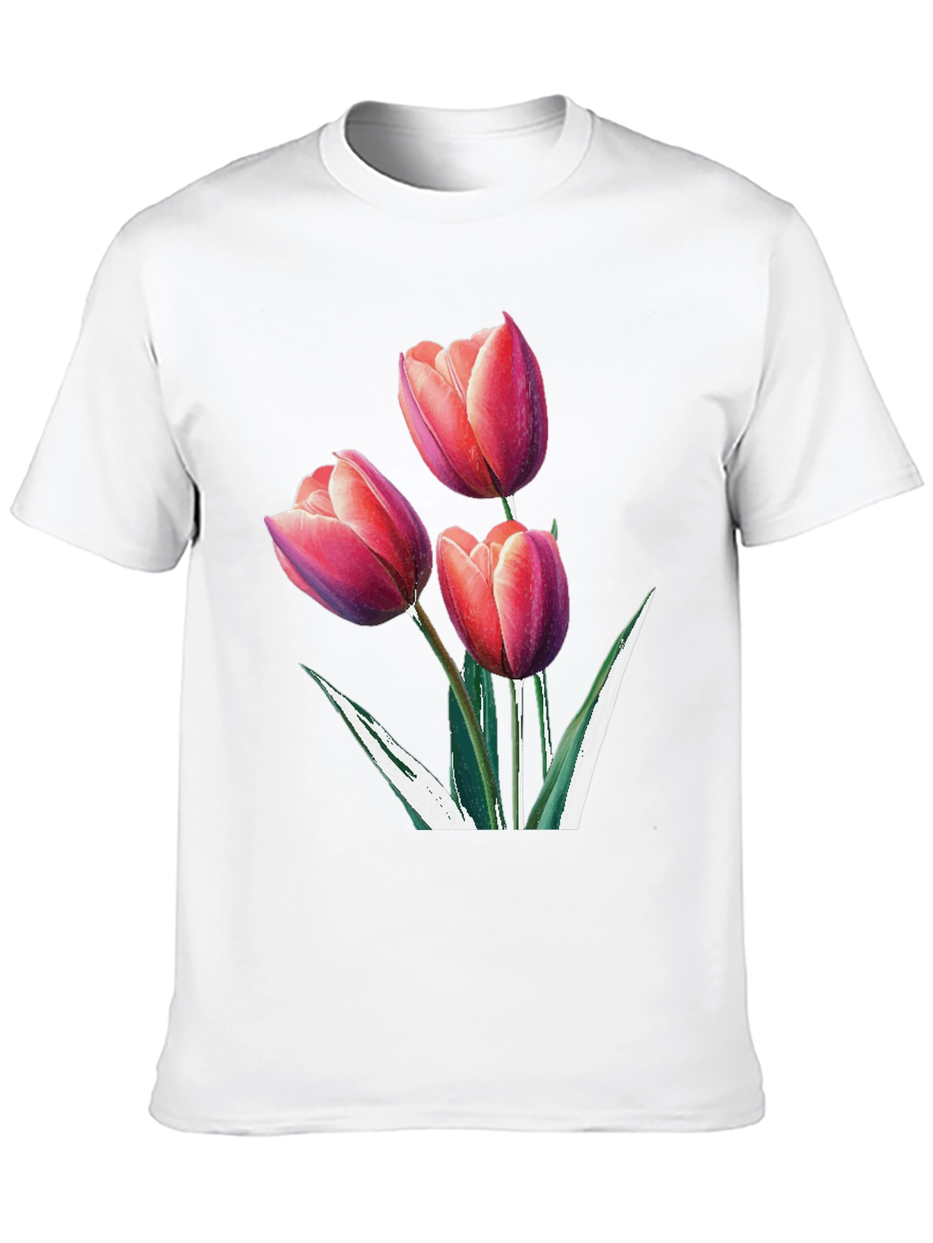 Black Floral Tulip Graphic Black Tee view 10
