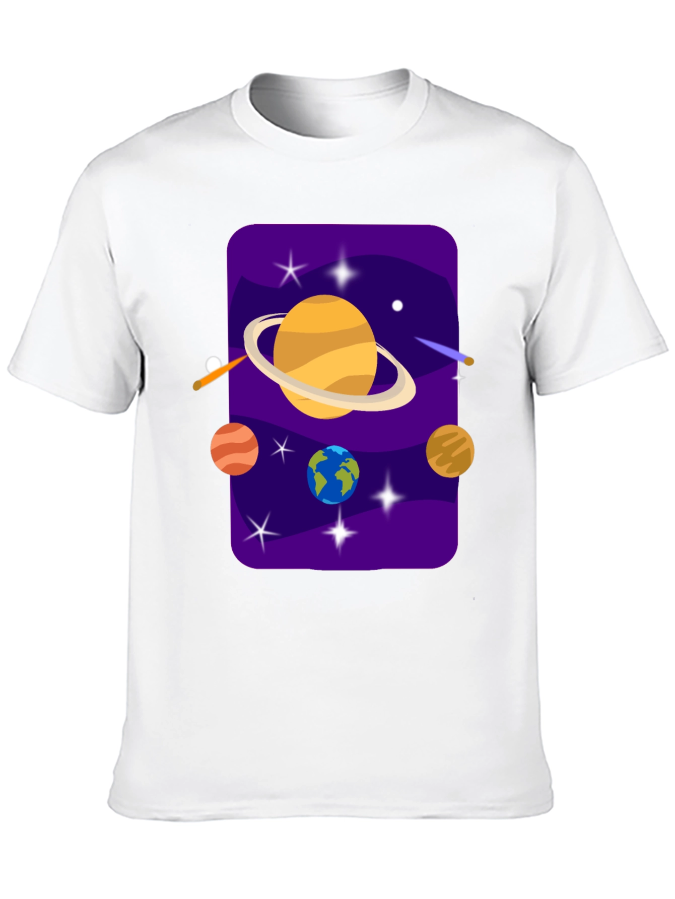 Black Space Galaxy T-Shirt - Planets and Stars Design view 10