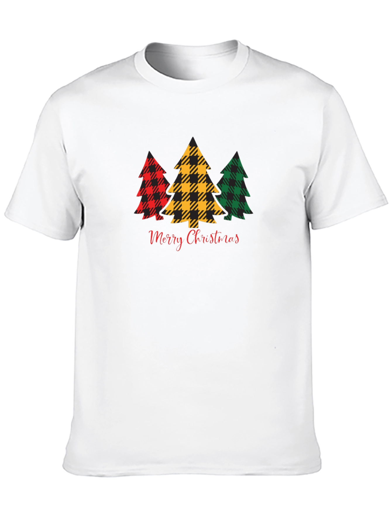 Black Plaid Christmas Tree Graphic Tee view 10