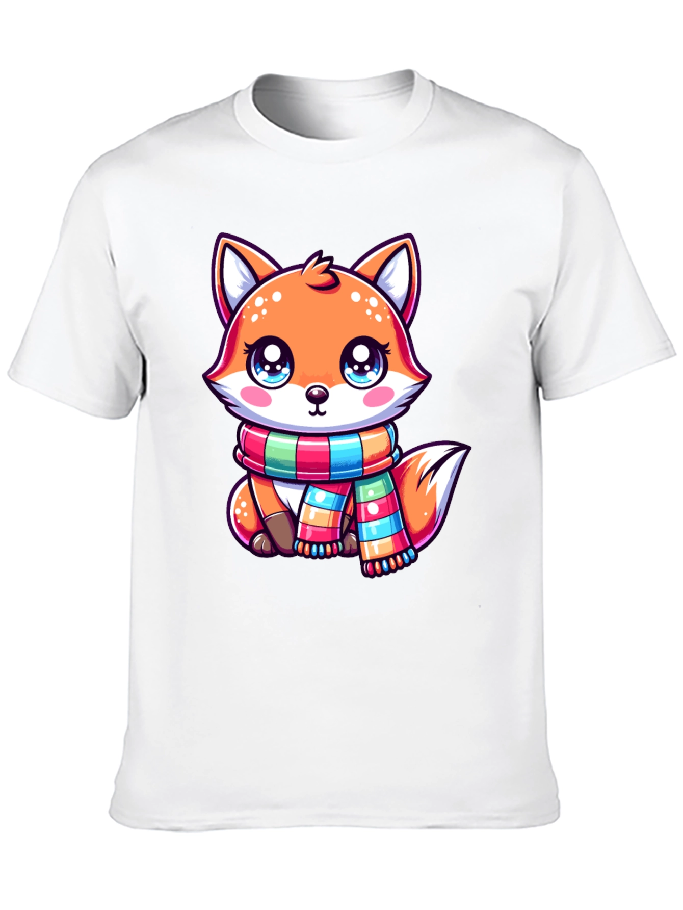 Black Cute Fox Scarf Graphic Tee view 10