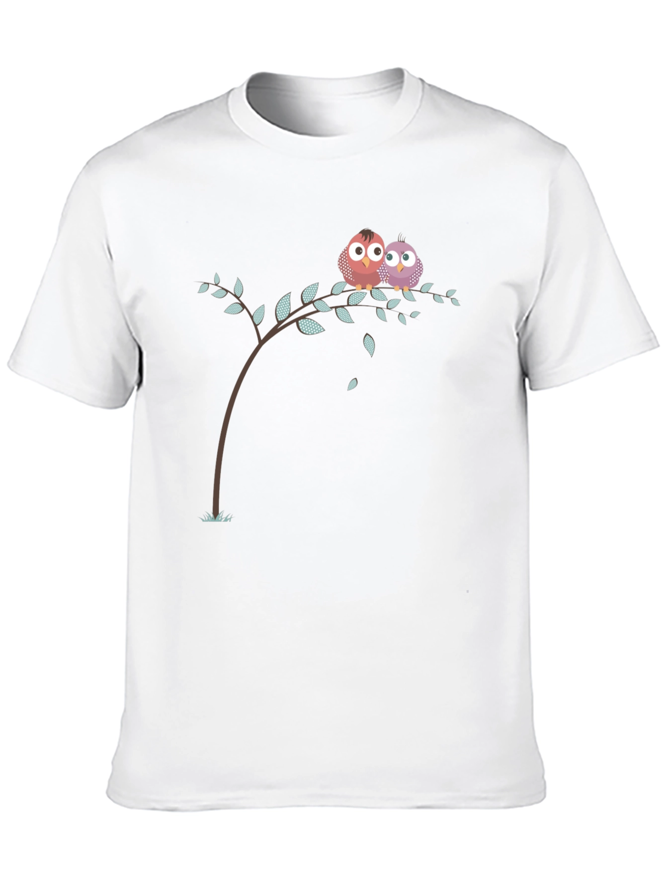 Black Cute Owl Couple on Branch Black T-Shirt view 10