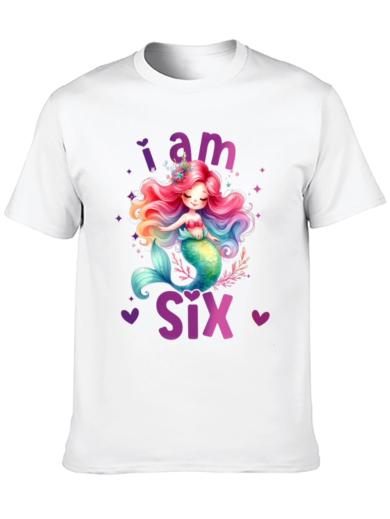 Black I am Six Mermaid Birthday T-Shirt view 10