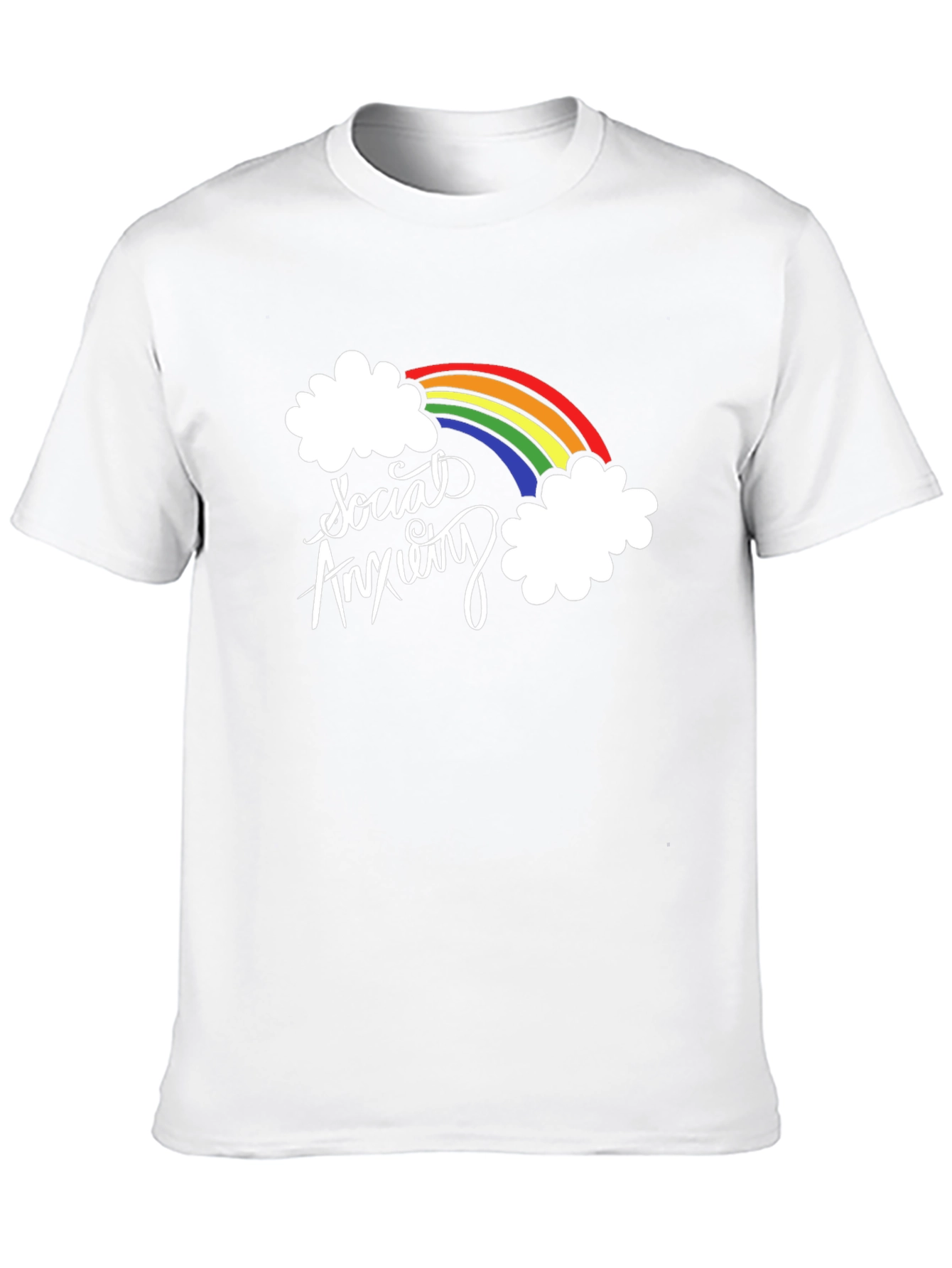 Black Social Anxiety Rainbow Graphic Black T-Shirt view 10