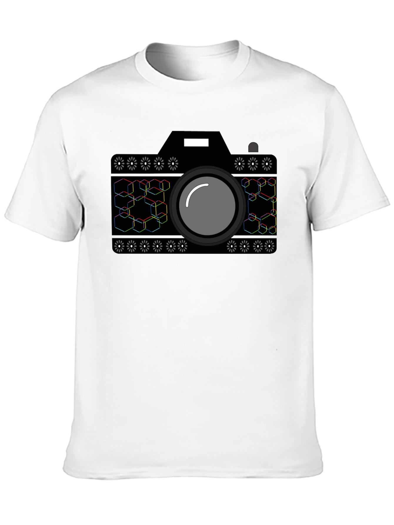 Black Geometric Camera Graphic T-Shirt - Black view 10