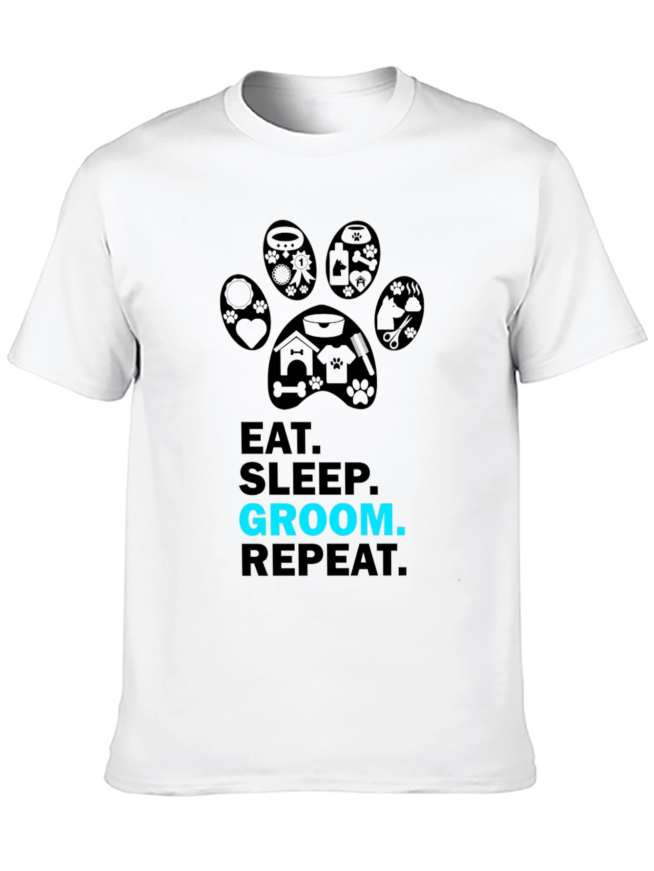 Black Eat Sleep Groom Repeat Graphic Tee view 10