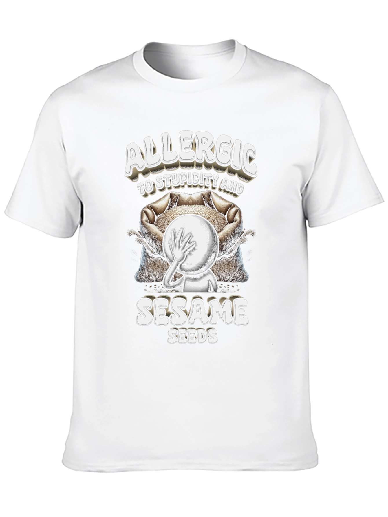 Black Allergic to Stupidity & Sesame Seeds T-Shirt view 10