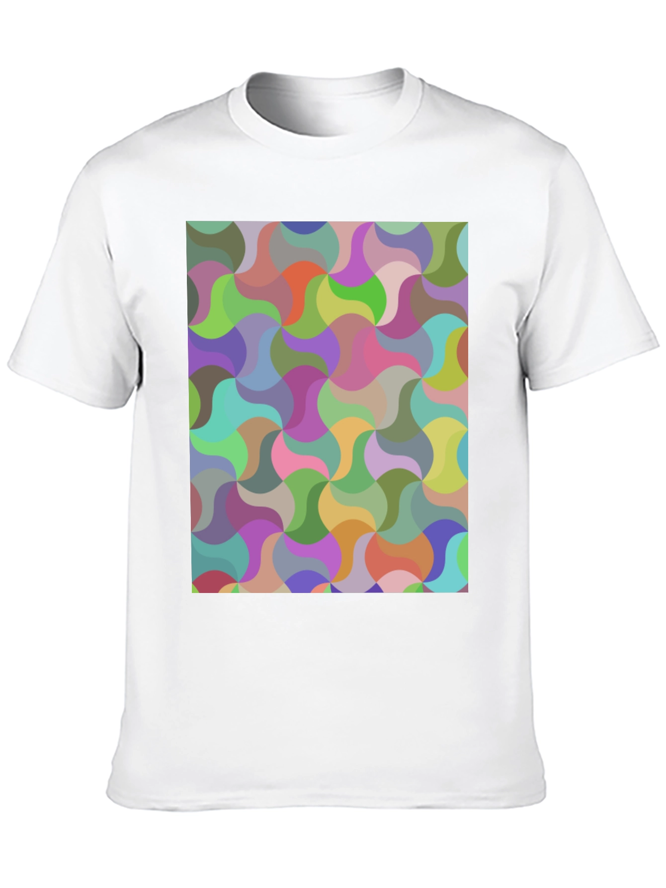 Black Abstract Geometric Pattern Crew Neck T-Shirt view 10