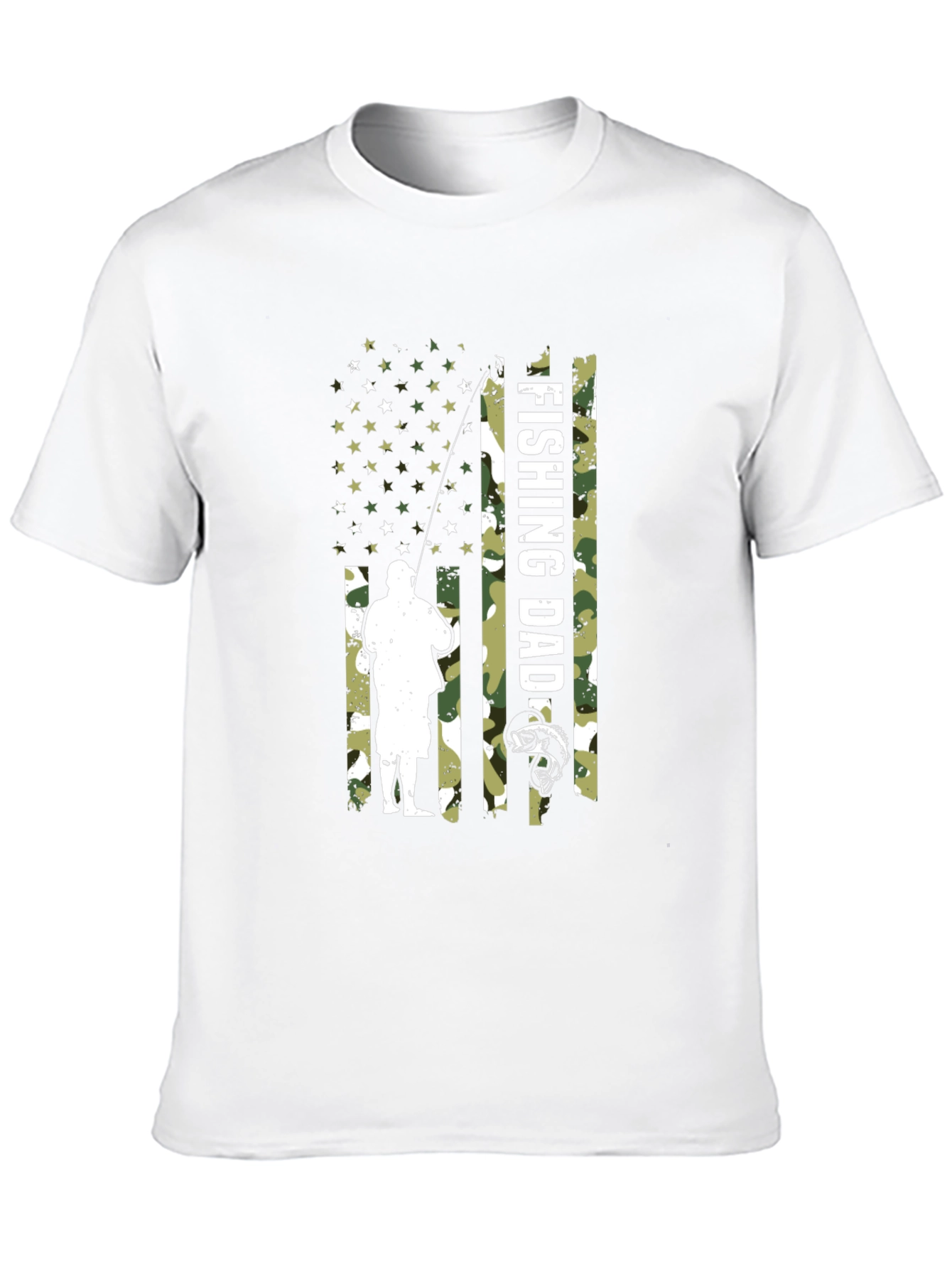 Black Fishing Dad Camo American Flag T-Shirt view 10