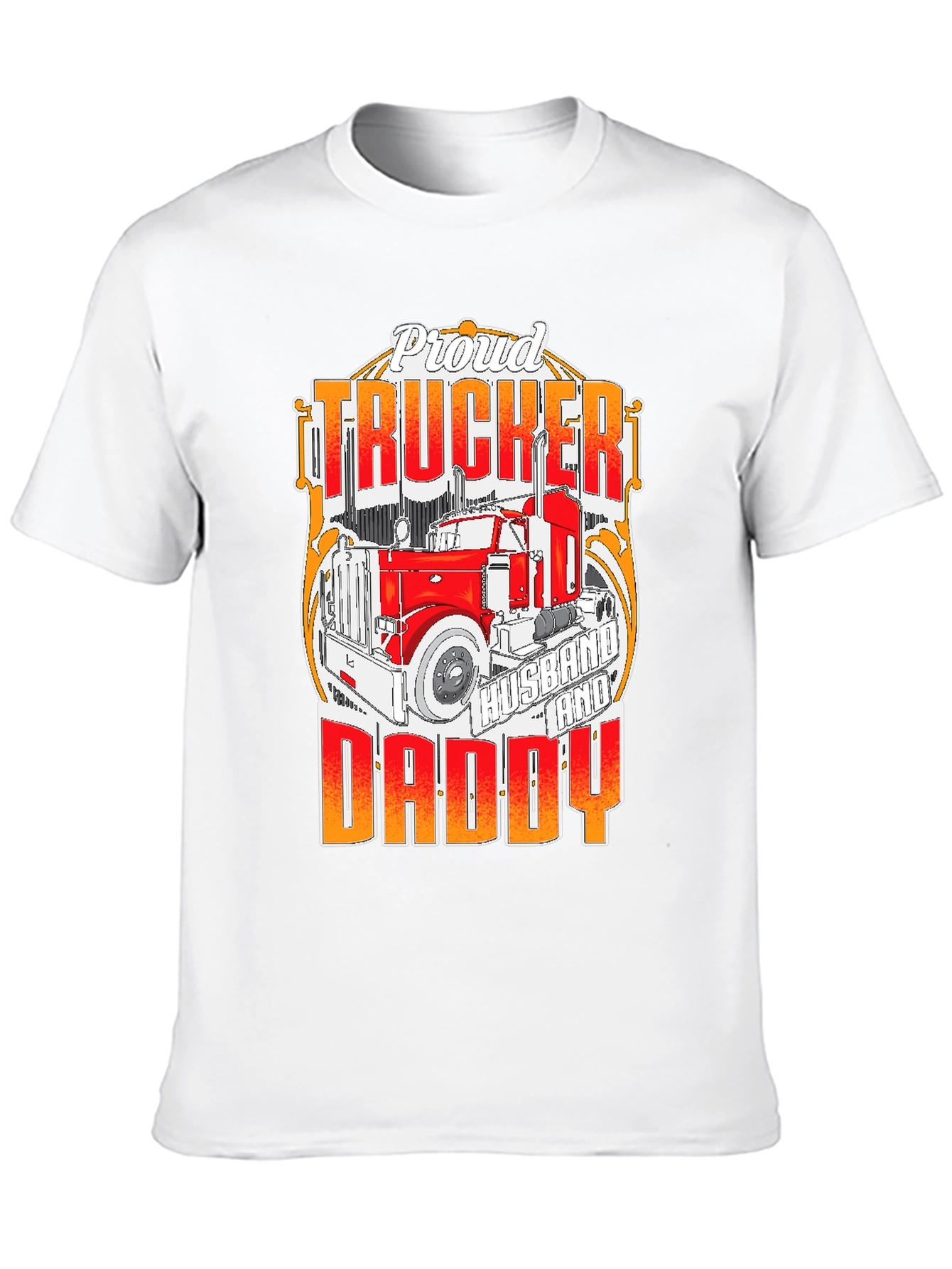 Black Proud Trucker Husband and Daddy T-Shirt view 10
