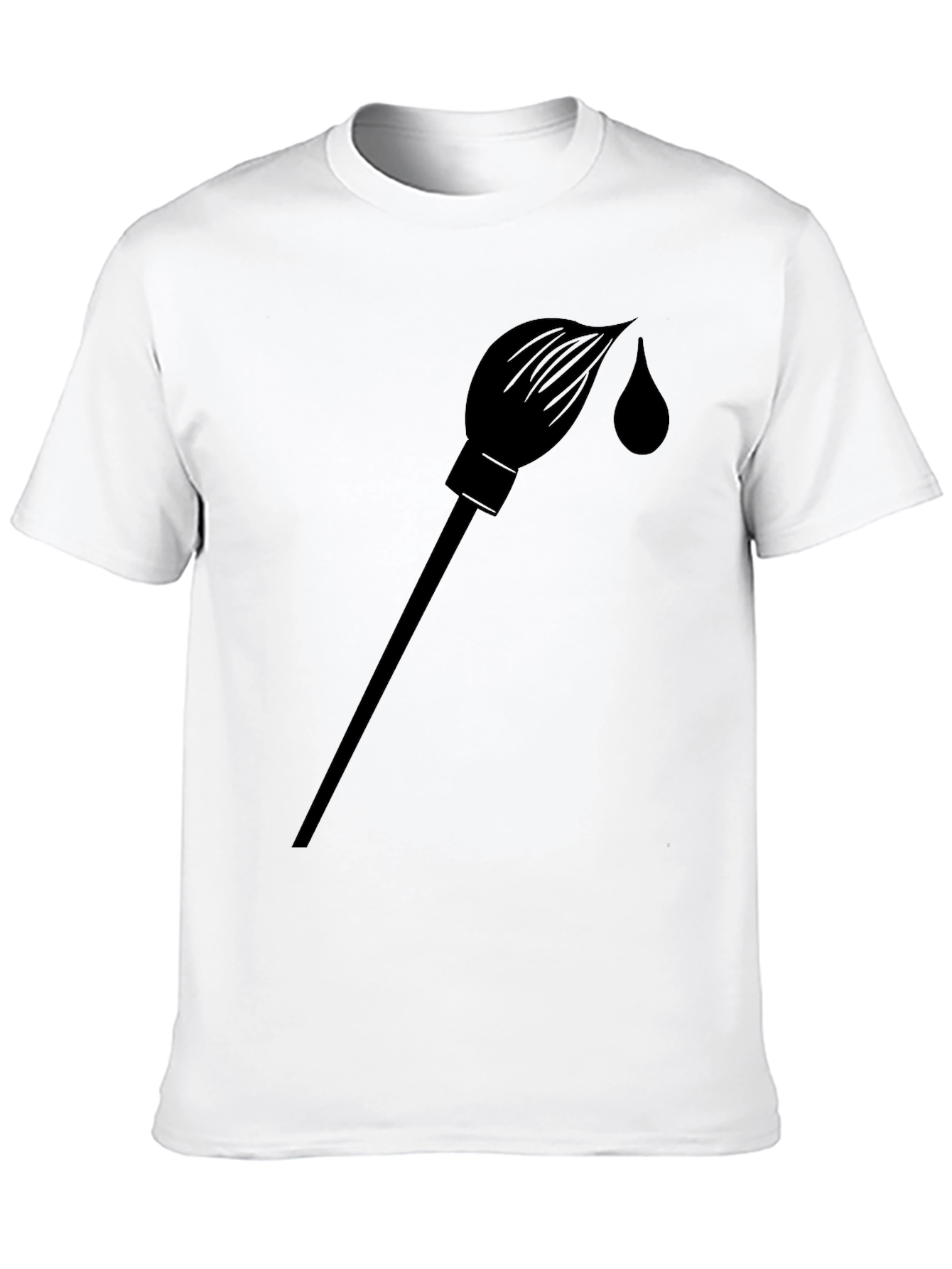 Black Paint Brush Graphic T-Shirt - Solid Black view 10