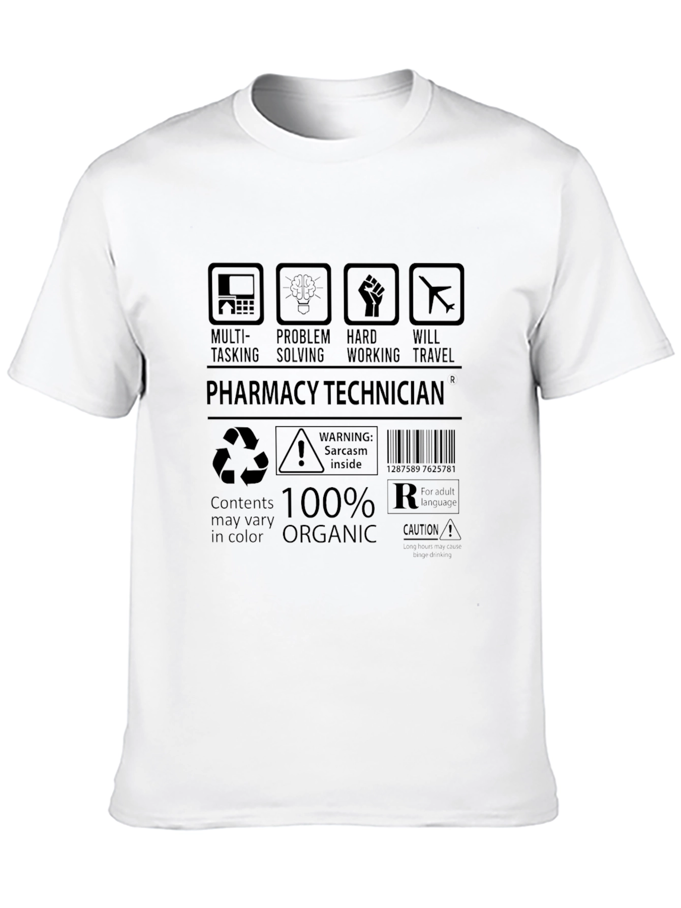 Black Pharmacy Technician Humor T-Shirt - Organic Cotton view 10