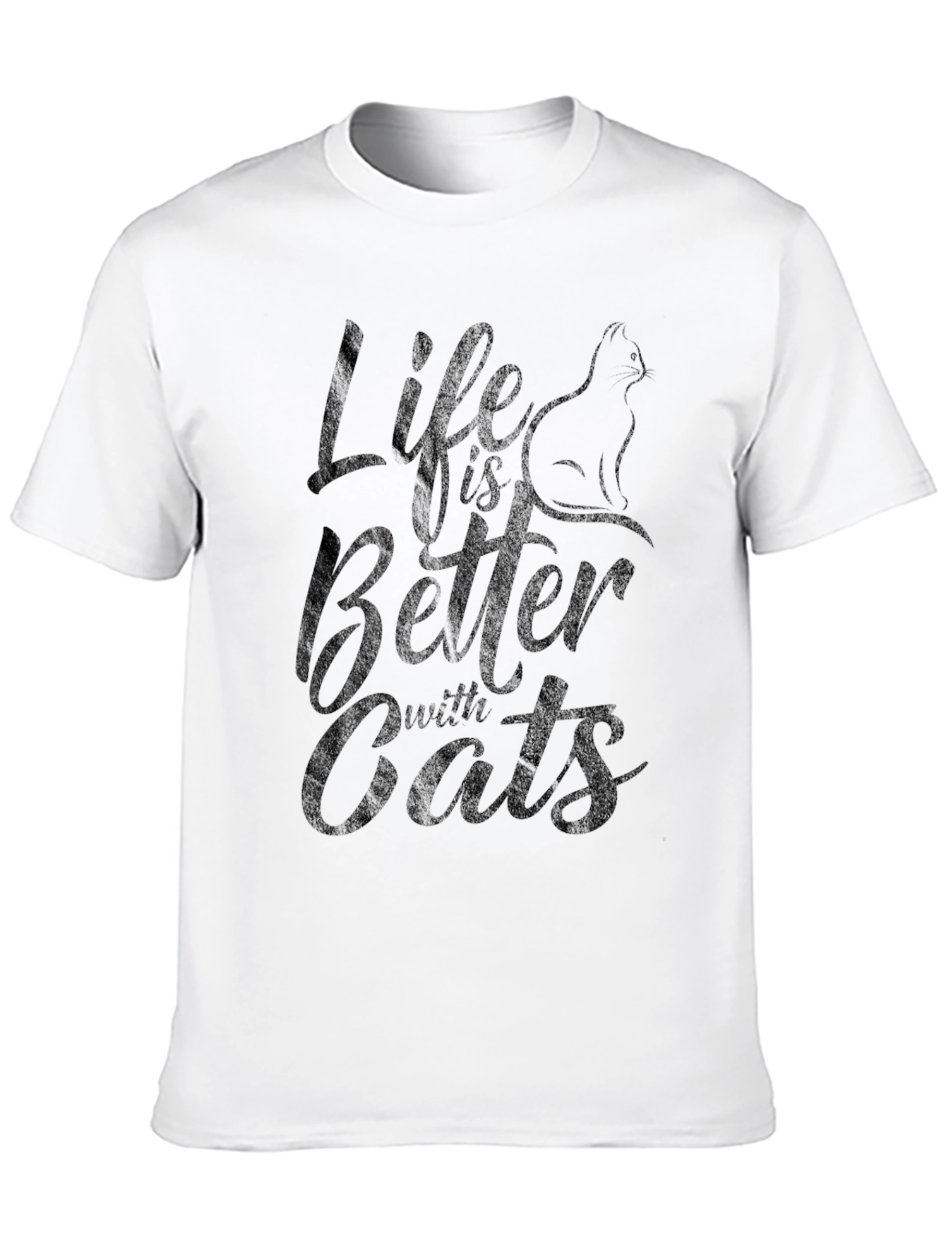 Black Life is Better with Cats Black Graphic T-Shirt view 10
