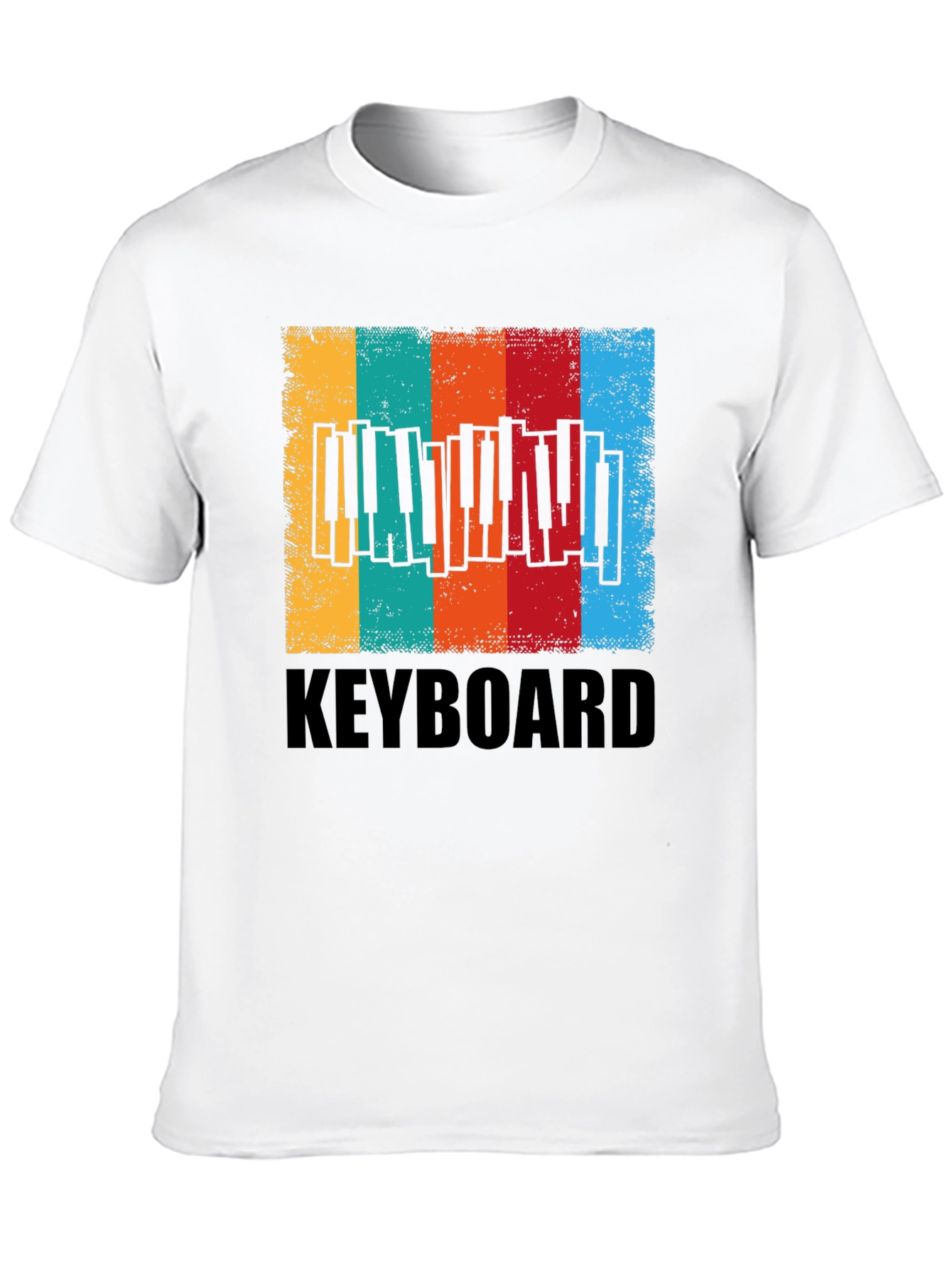 Black Vintage Keyboard Music T-Shirt view 10