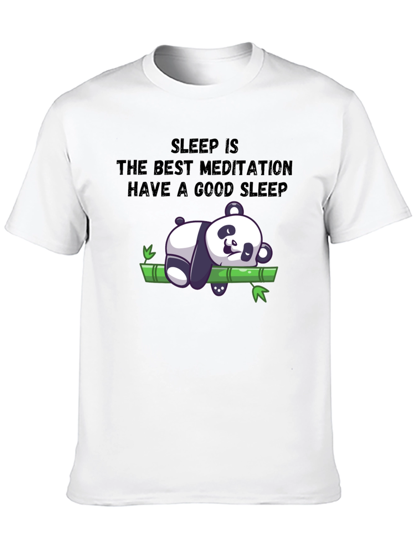 Black Sleep Meditation Panda T-Shirt - Relax & Sleep Well view 10