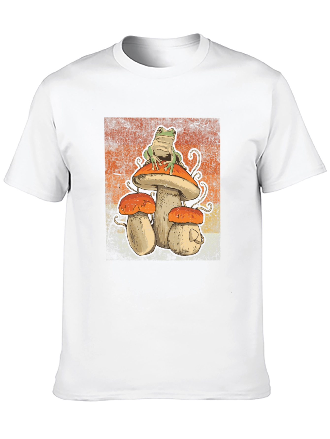 Black Retro Frog on Mushroom T-Shirt - Vintage Style view 10
