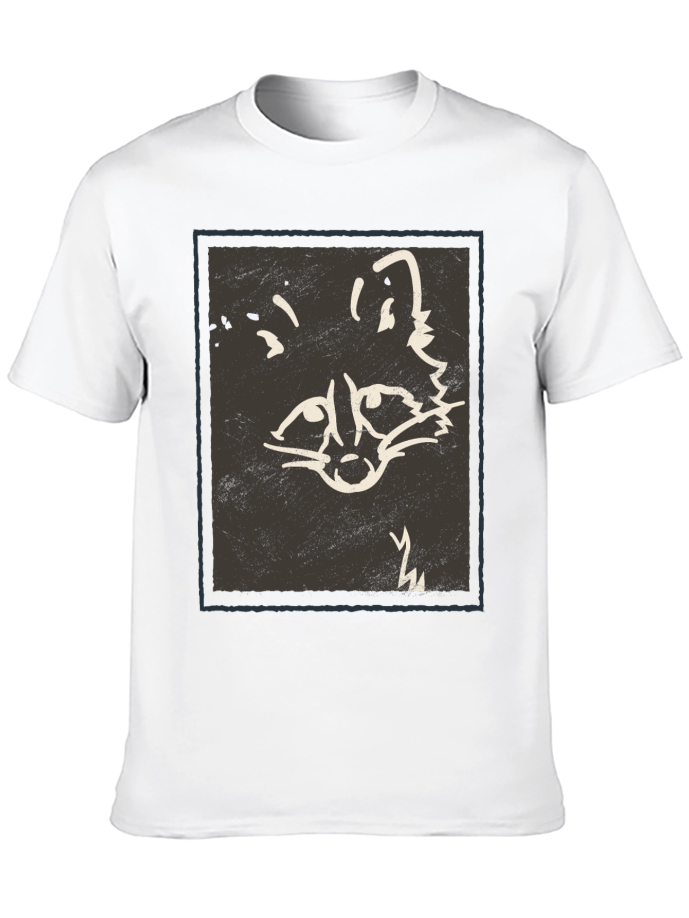 Black Abstract Raccoon Graphic Print Black T-Shirt view 10