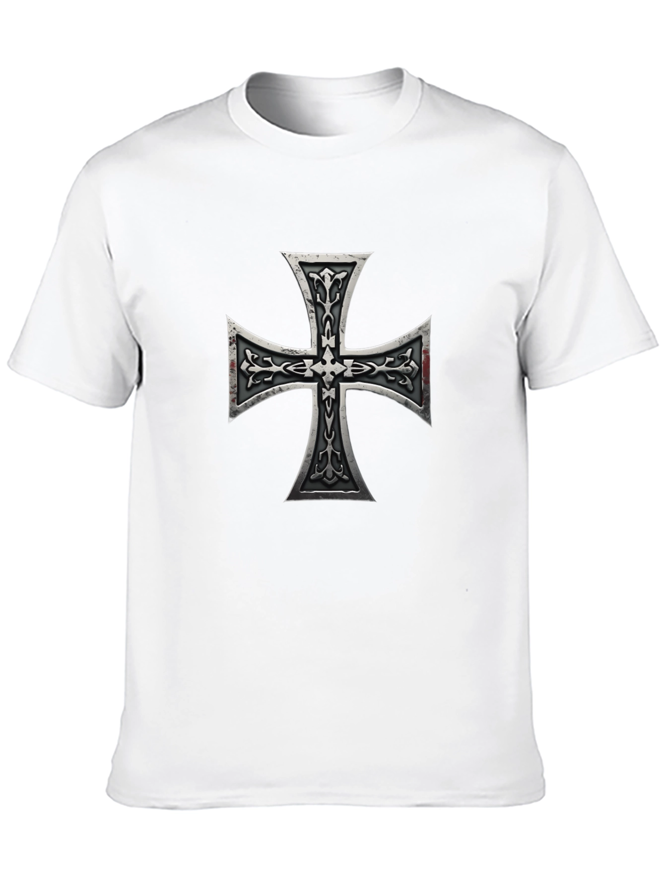 Black Iron Cross Graphic Print Black T-Shirt view 10