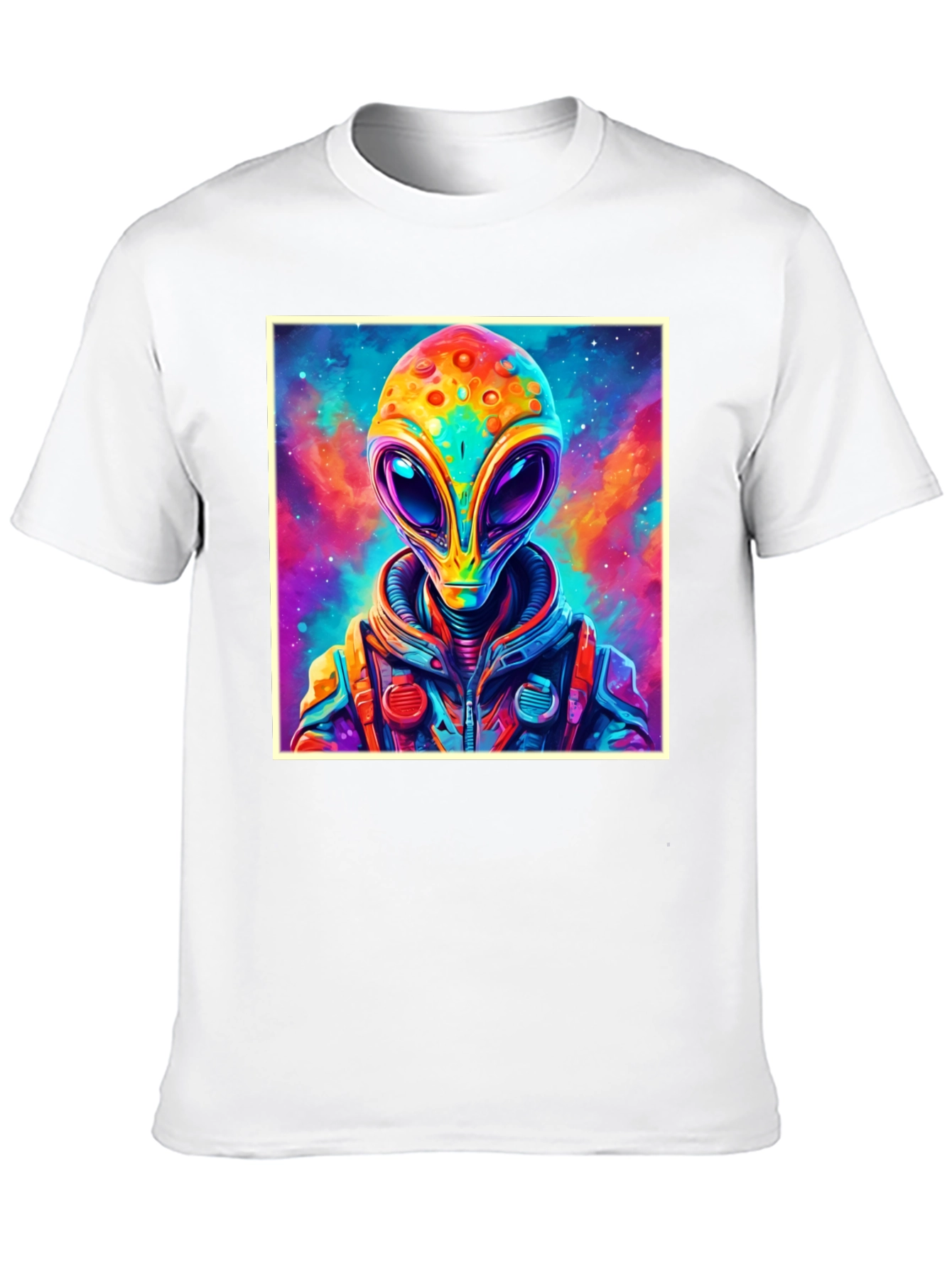 Black Colorful Alien Graphic Tee - Black Cotton T-Shirt view 10