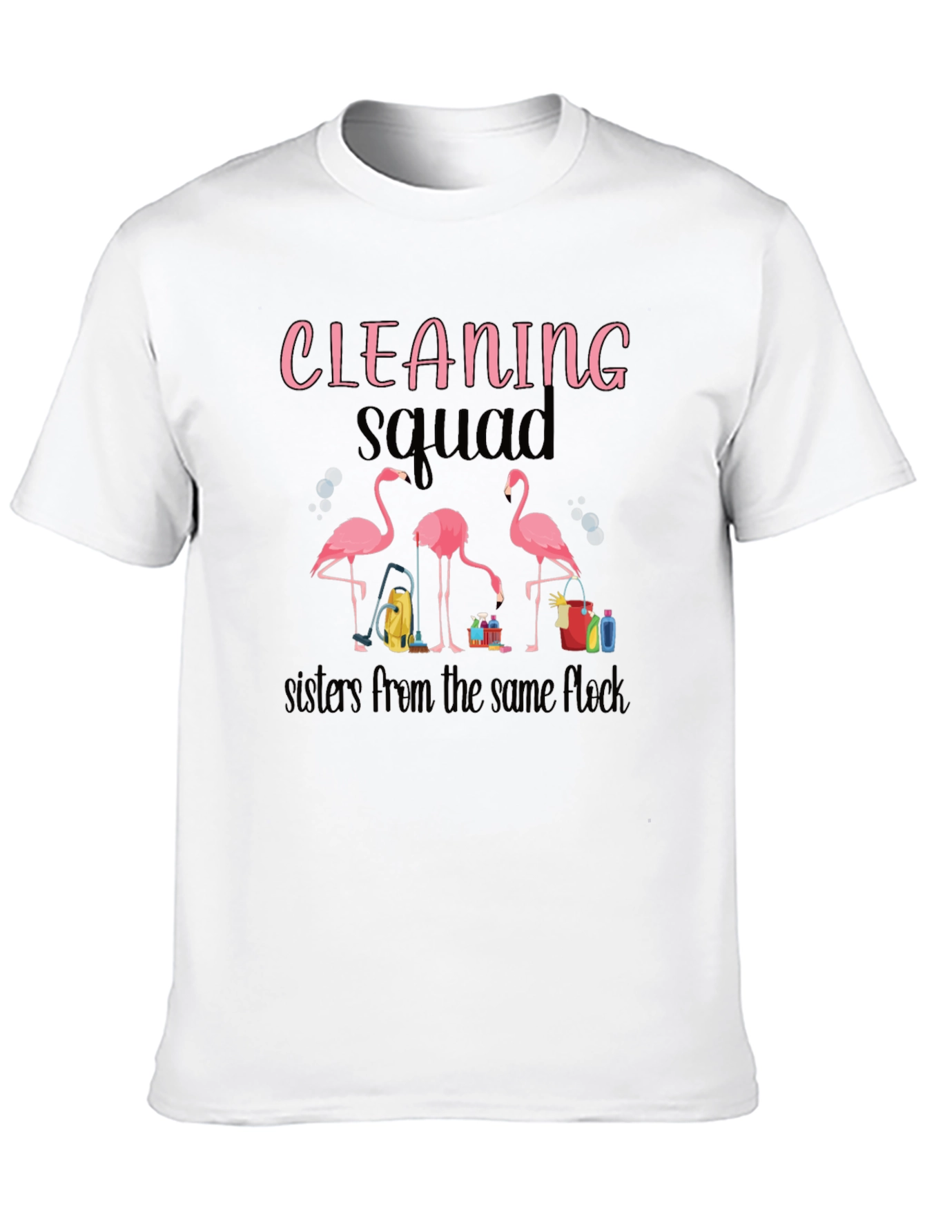Black Cleaning Squad Flamingo Graphic T-Shirt view 10